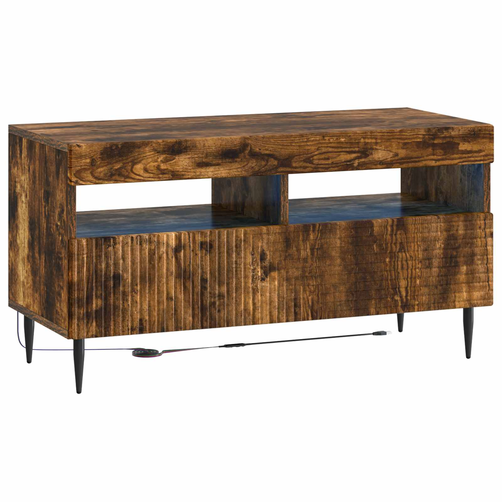 Ensemble de 3 Meubles TV LED Chêne fumé Bois d'ingénierie