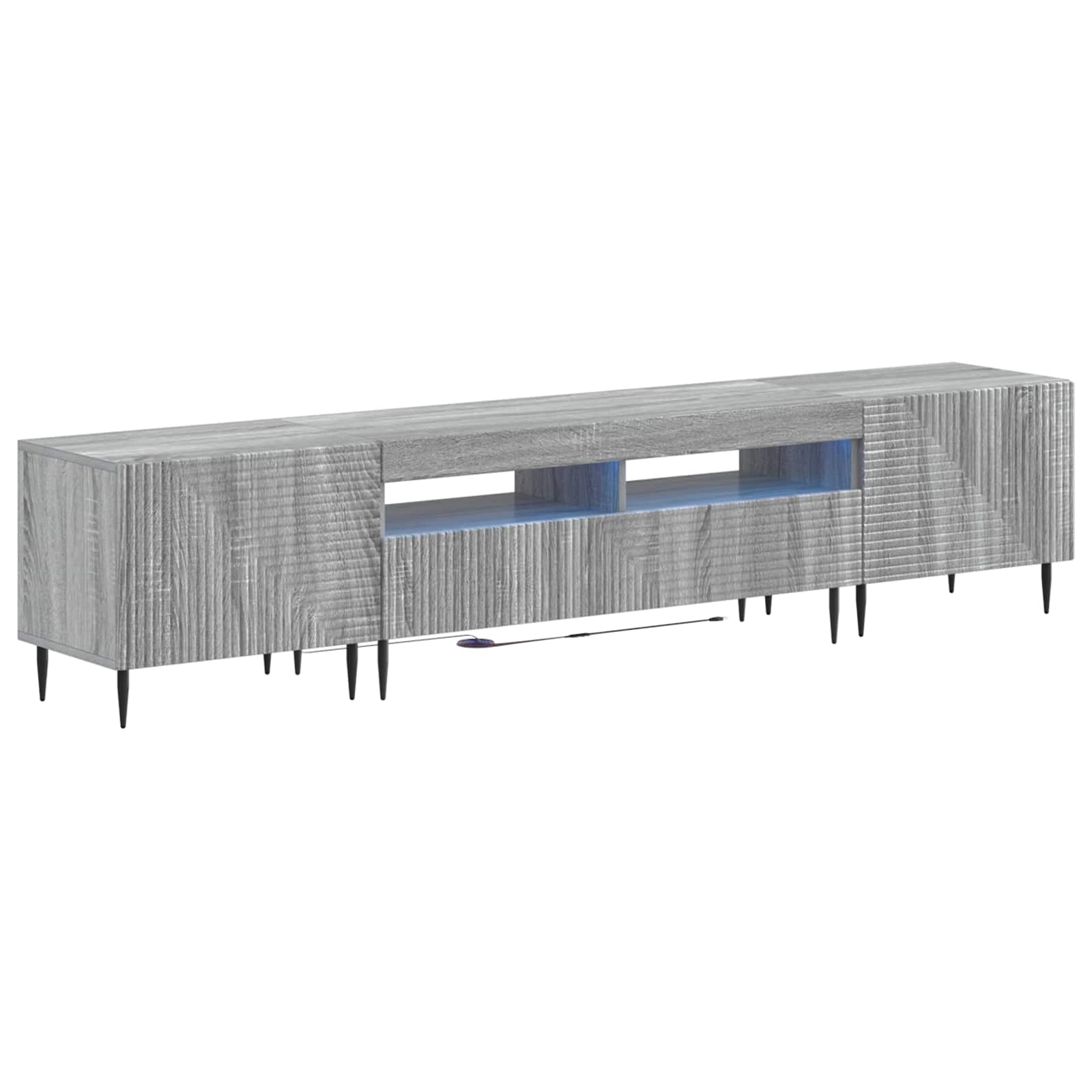Ensemble de 3 Meubles TV LED Sonoma gris Bois d'ingénierie