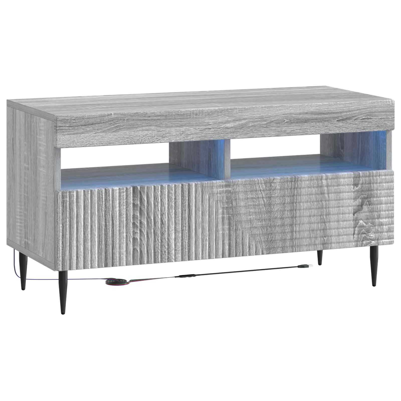 Ensemble de 3 Meubles TV LED Sonoma gris Bois d'ingénierie