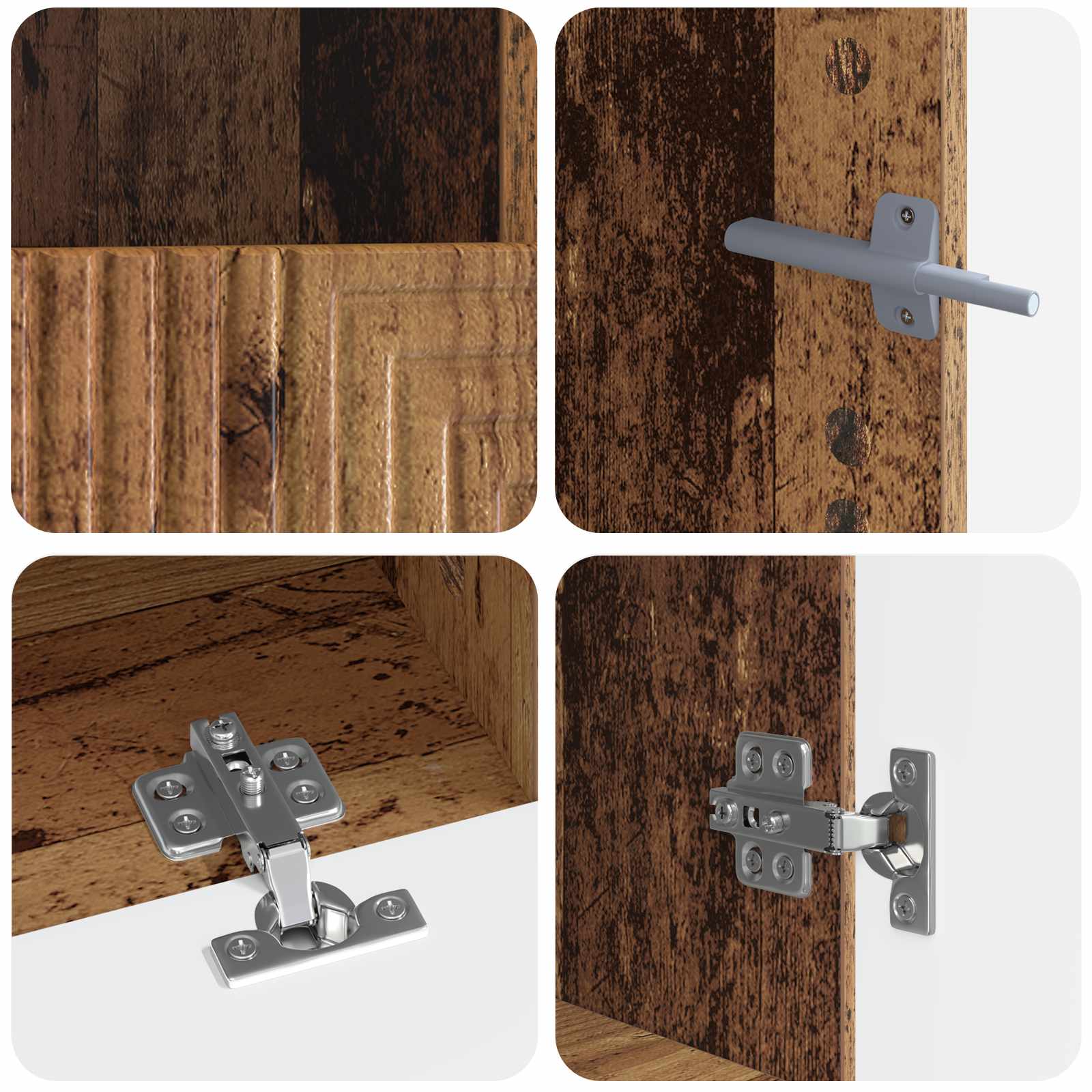 Ensemble de 3 Meubles TV LED Bois ancien Bois d'ingénierie