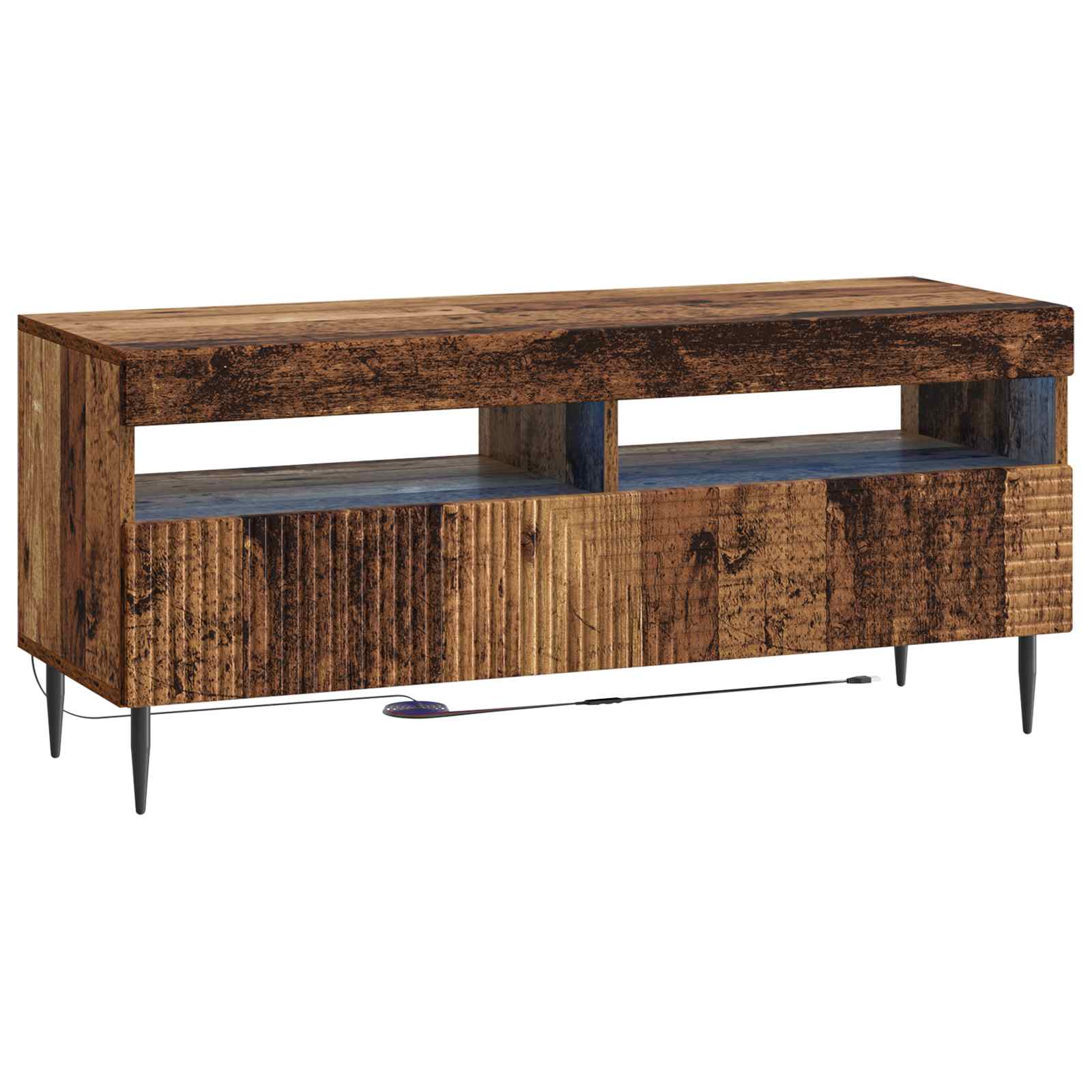 Ensemble de 3 Meubles TV LED Bois ancien Bois d'ingénierie