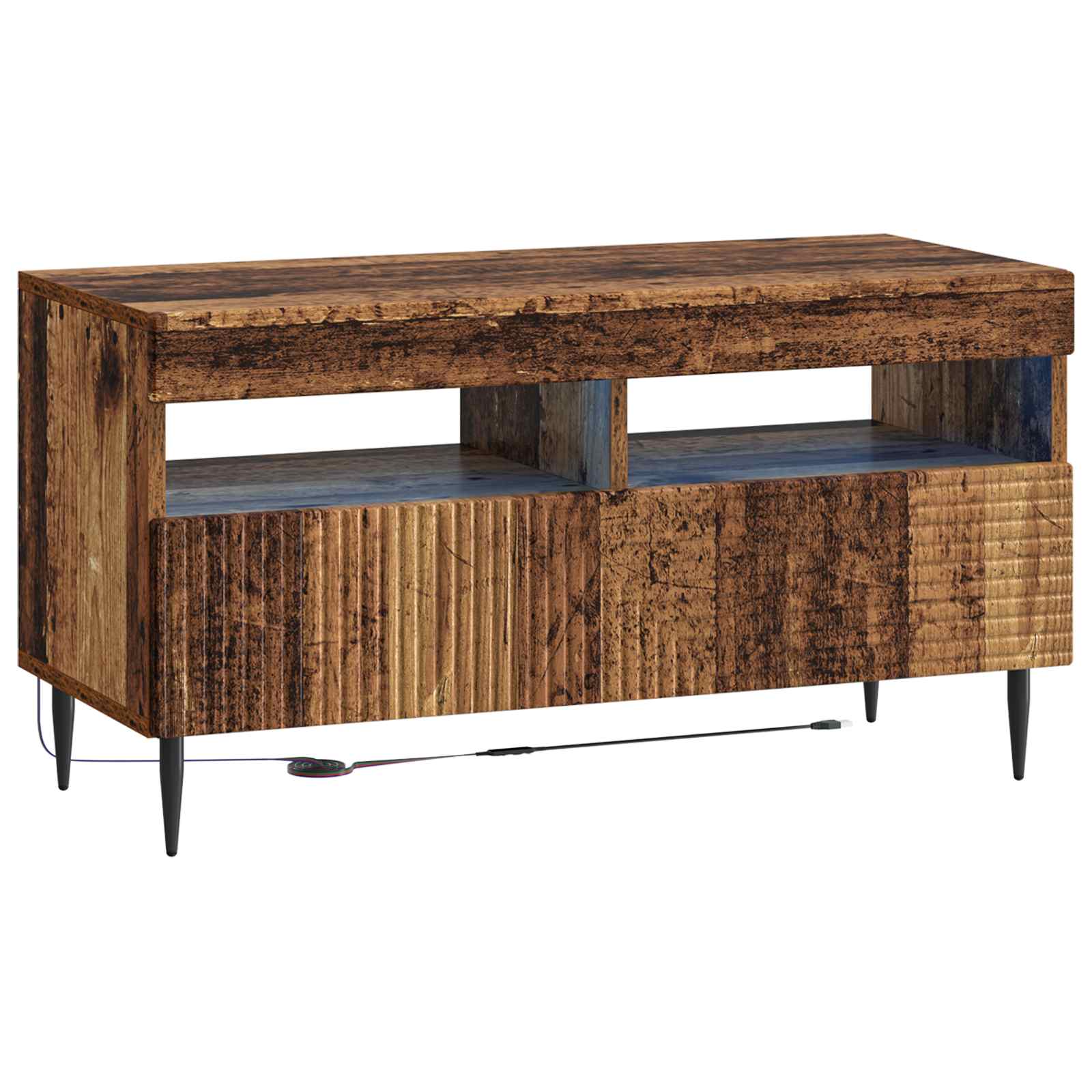 Ensemble de 3 Meubles TV LED Bois ancien Bois d'ingénierie