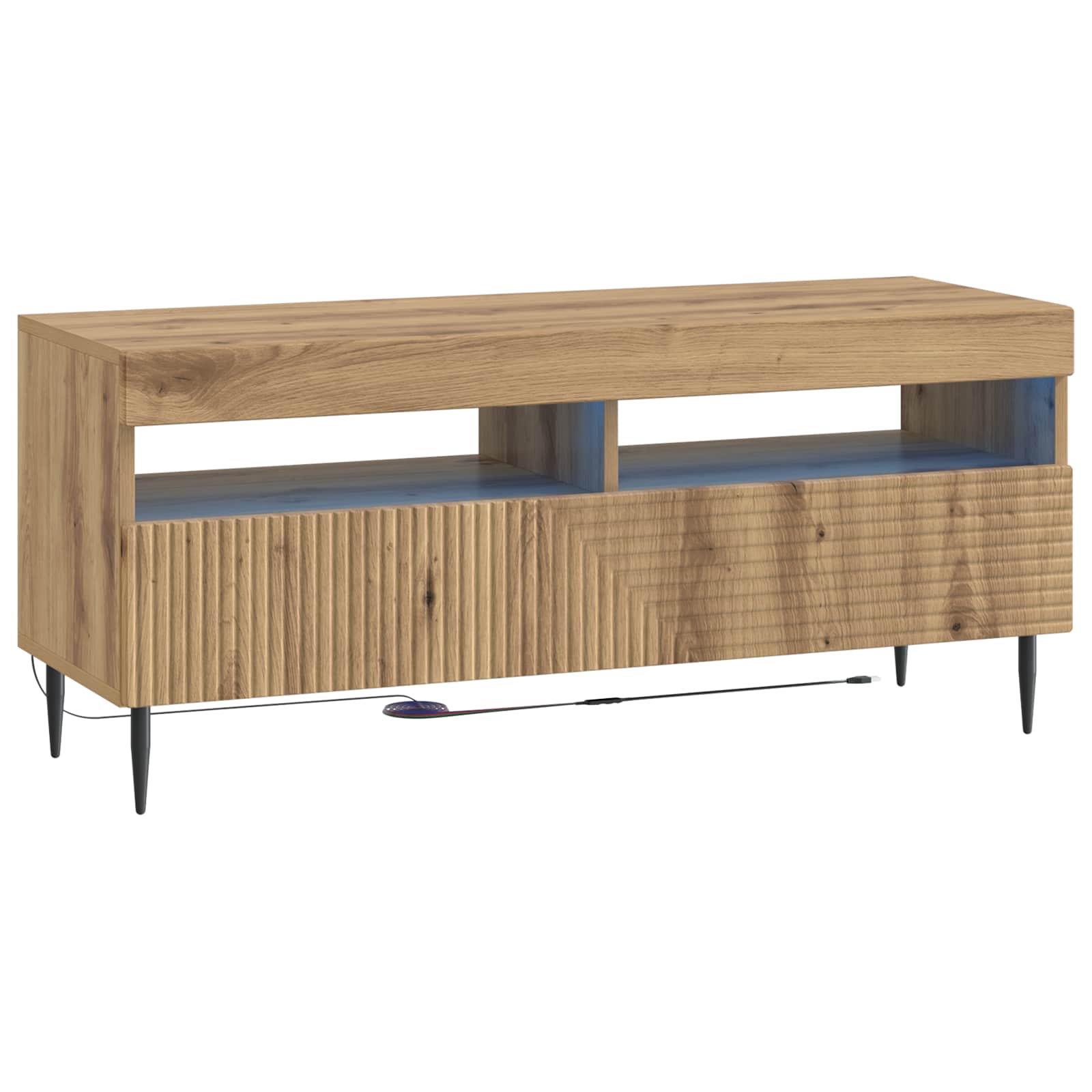 Ensemble de 3 Meubles TV LED Chêne artisanal Bois d'ingénierie