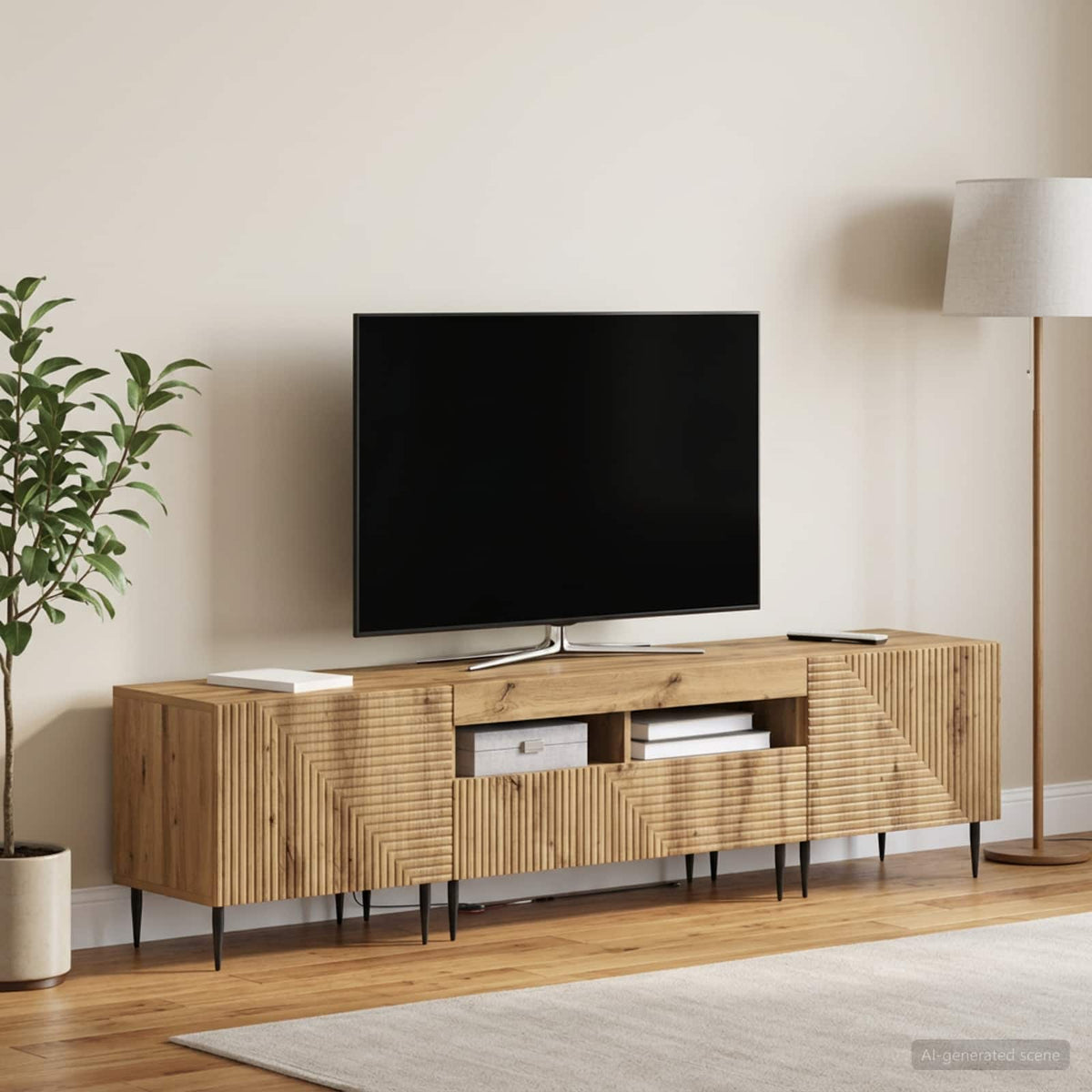 Ensemble de 3 Meubles TV LED Chêne artisanal Bois d'ingénierie