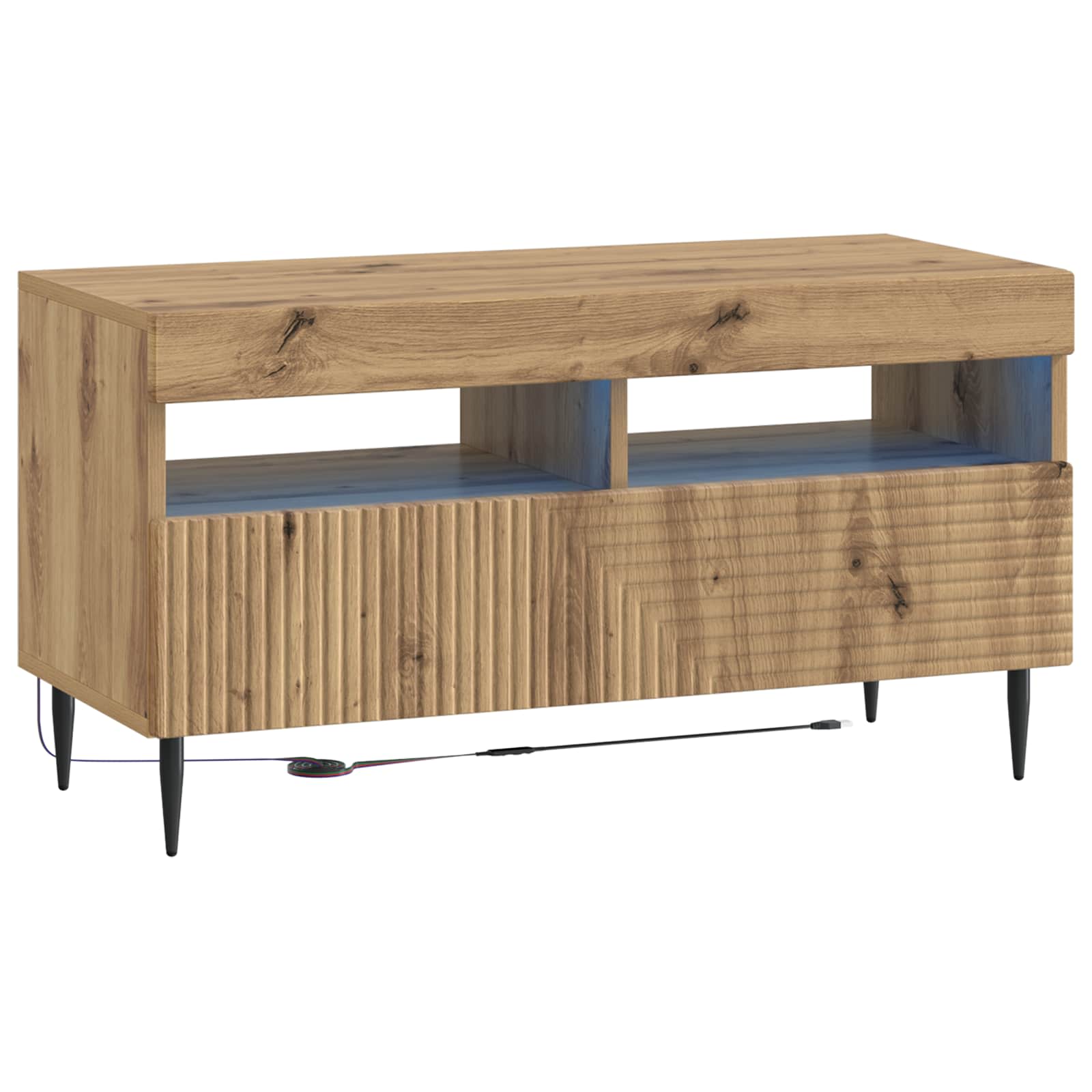 Ensemble de 3 Meubles TV LED Chêne artisanal Bois d'ingénierie