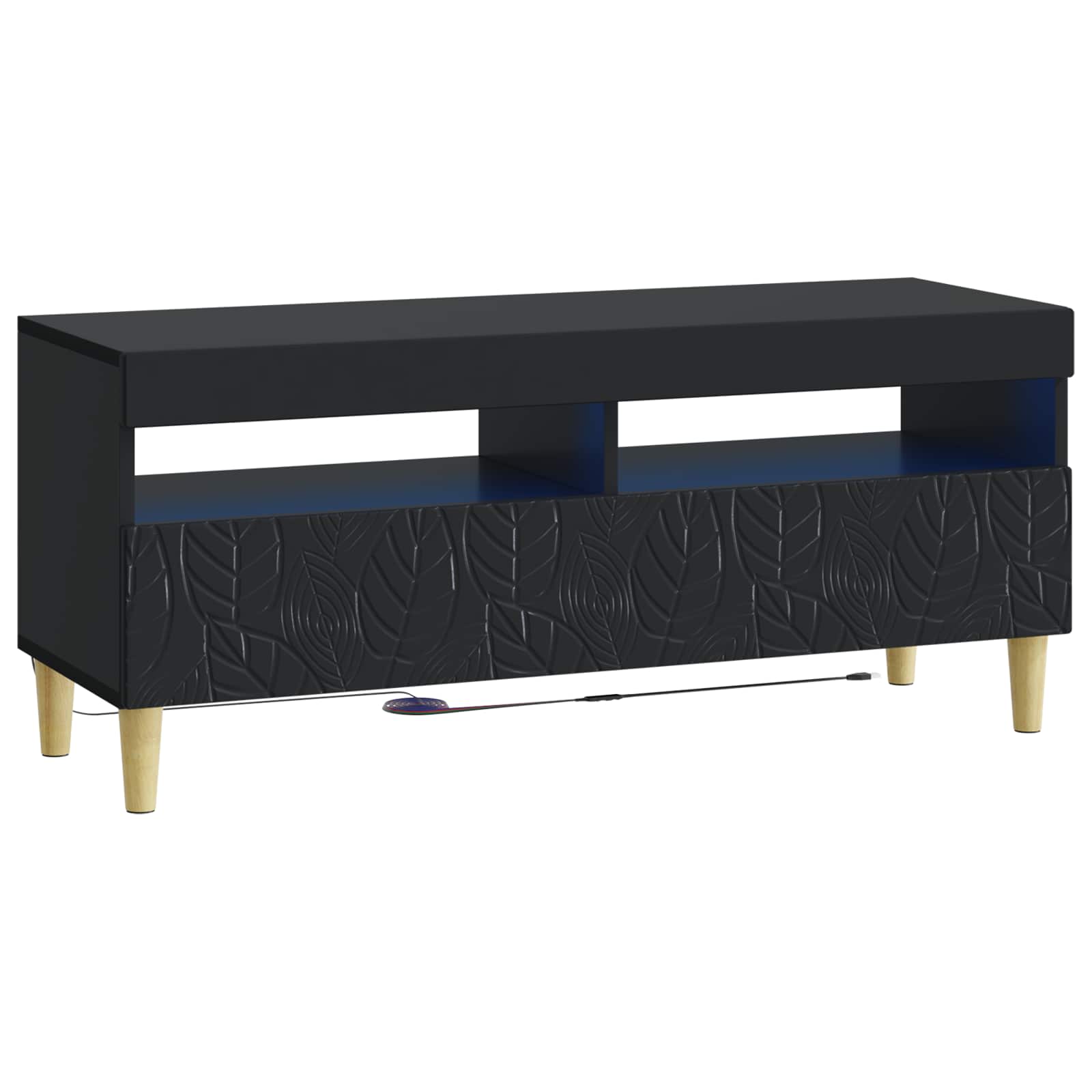 Meuble TV LED 5 pièces Noir Bois d'ingénierie