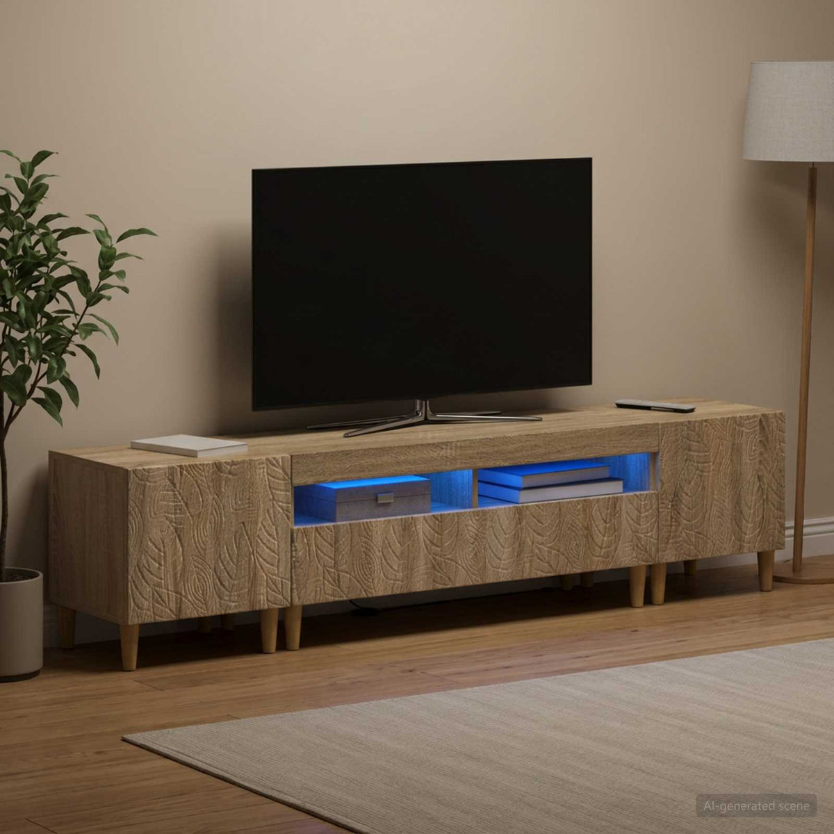 Ensemble de 3 Meubles TV LED DELFT Chêne Sonoma
