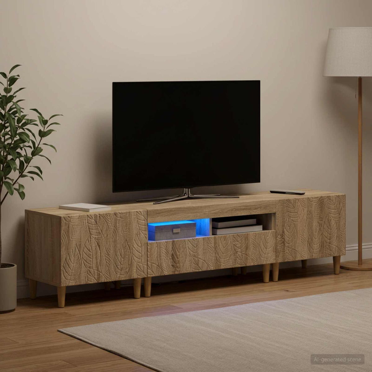 Ensemble de 3 Meubles TV LED DELFT Chêne Sonoma