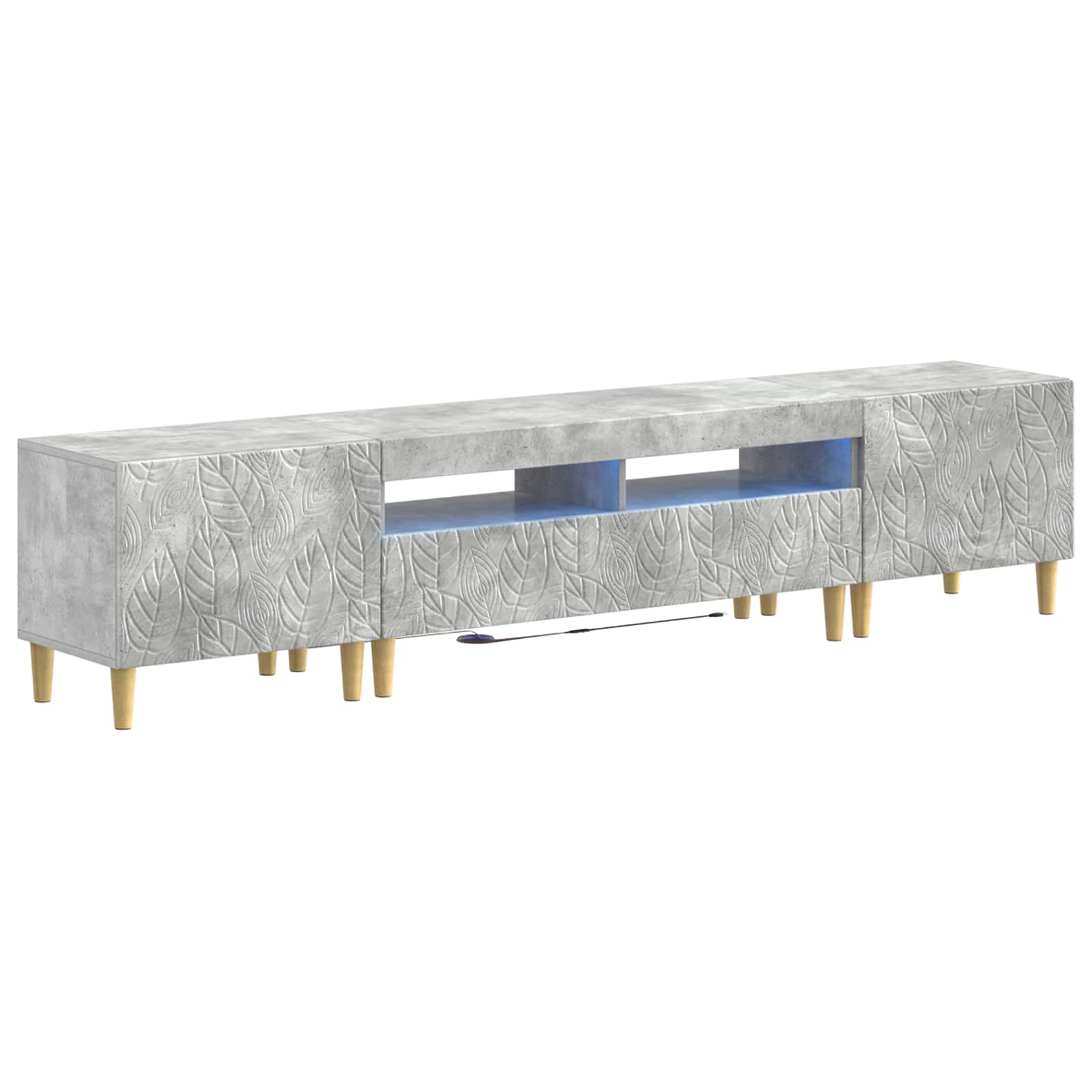 Meuble TV LED 5 pièces Gris béton Bois d'ingénierie