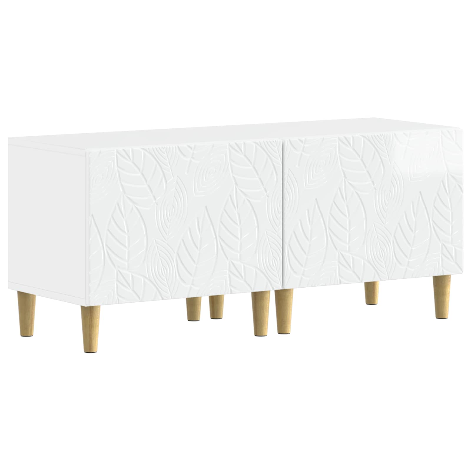 Meuble TV LED 5 pièces Blanc brillant Bois d'ingénierie