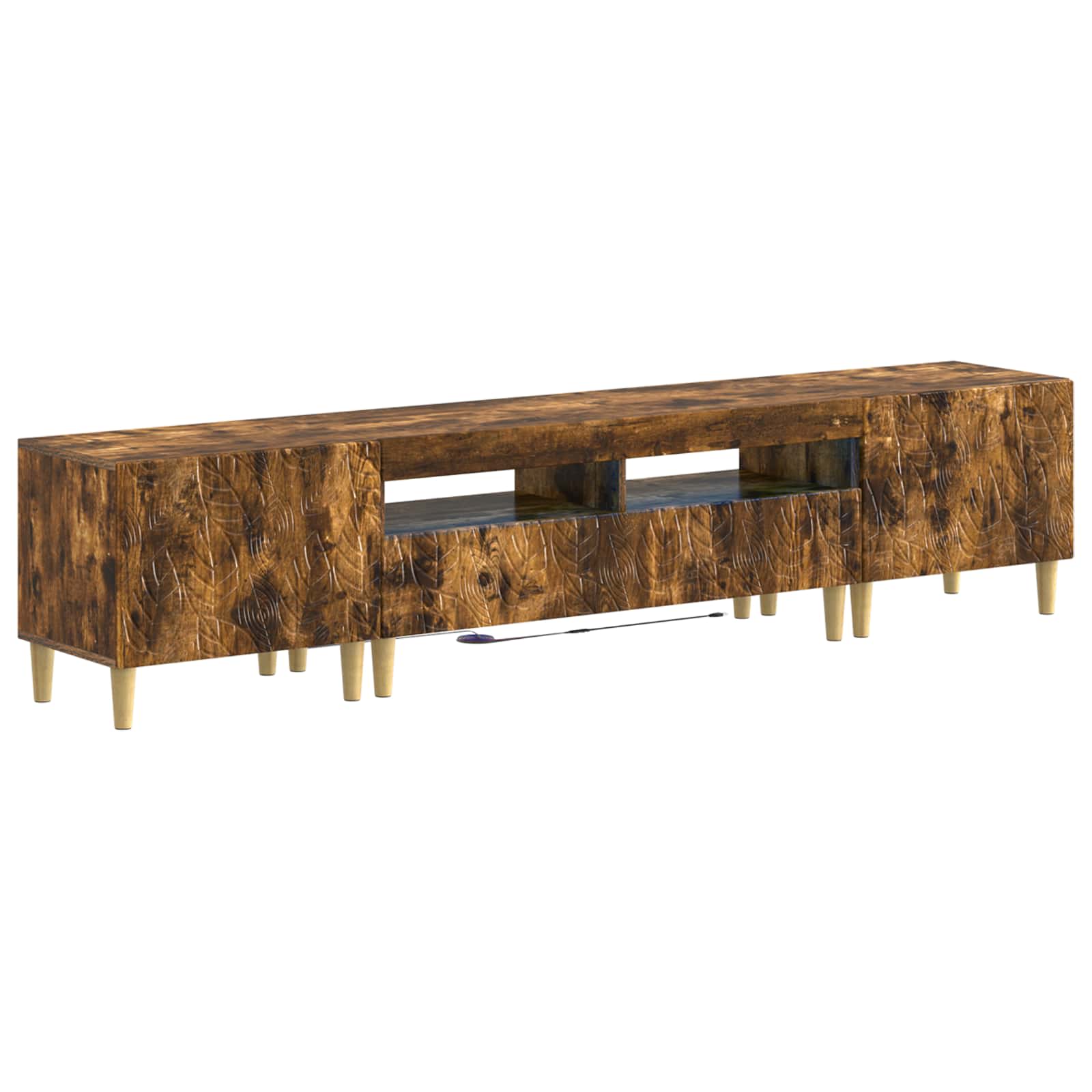 Meuble TV LED 5 pièces Chêne fumé Bois d'ingénierie