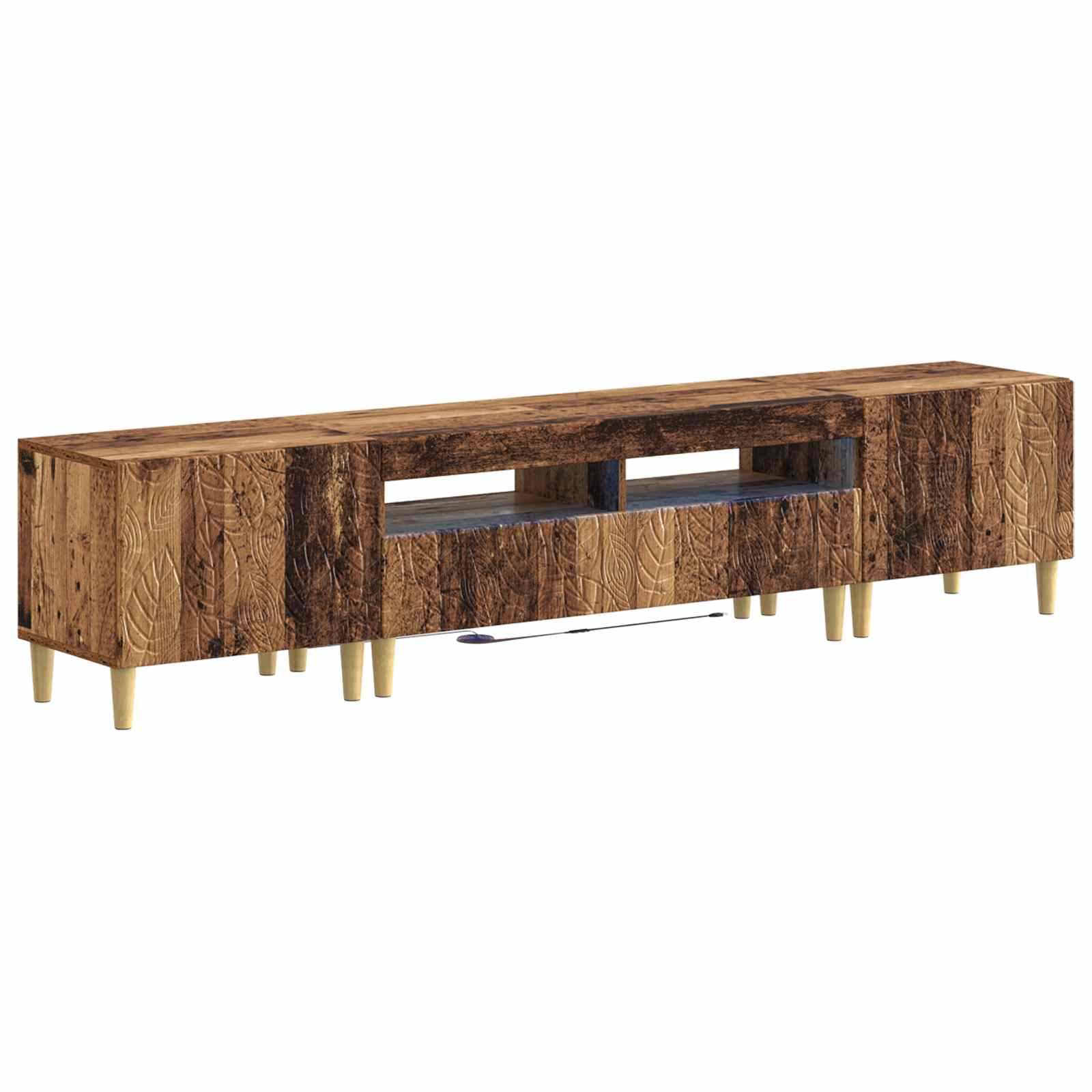 Meuble TV LED 5 pièces Bois ancien Bois d'ingénierie