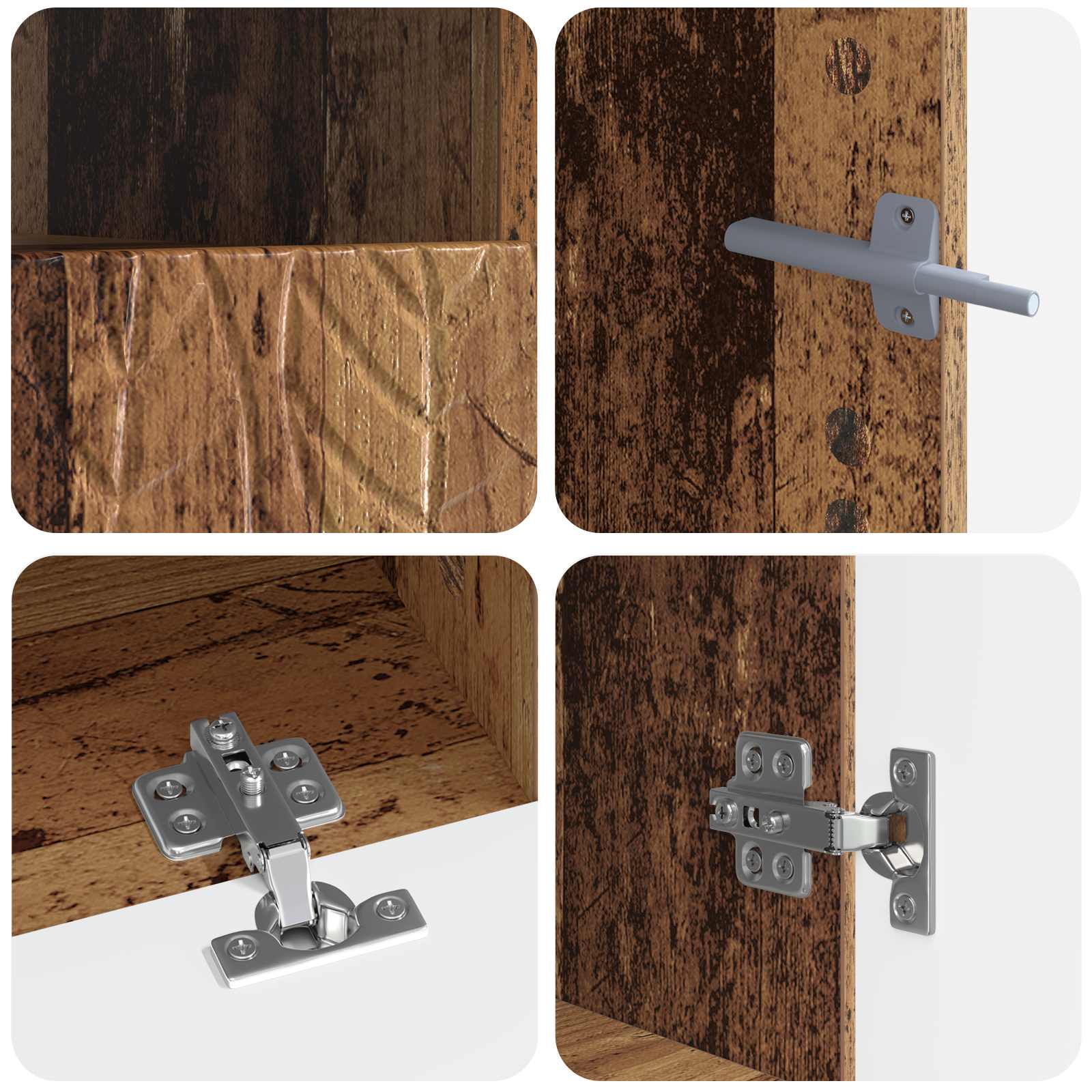 Meuble TV LED 5 pièces Bois ancien Bois d'ingénierie