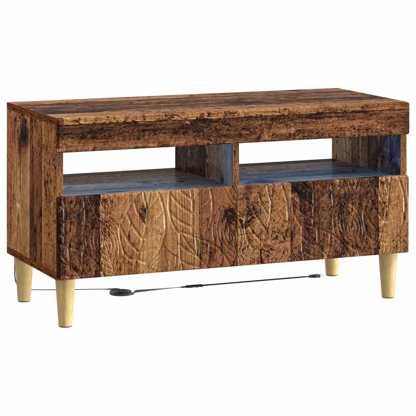 Meuble TV LED 5 pièces Bois ancien Bois d'ingénierie