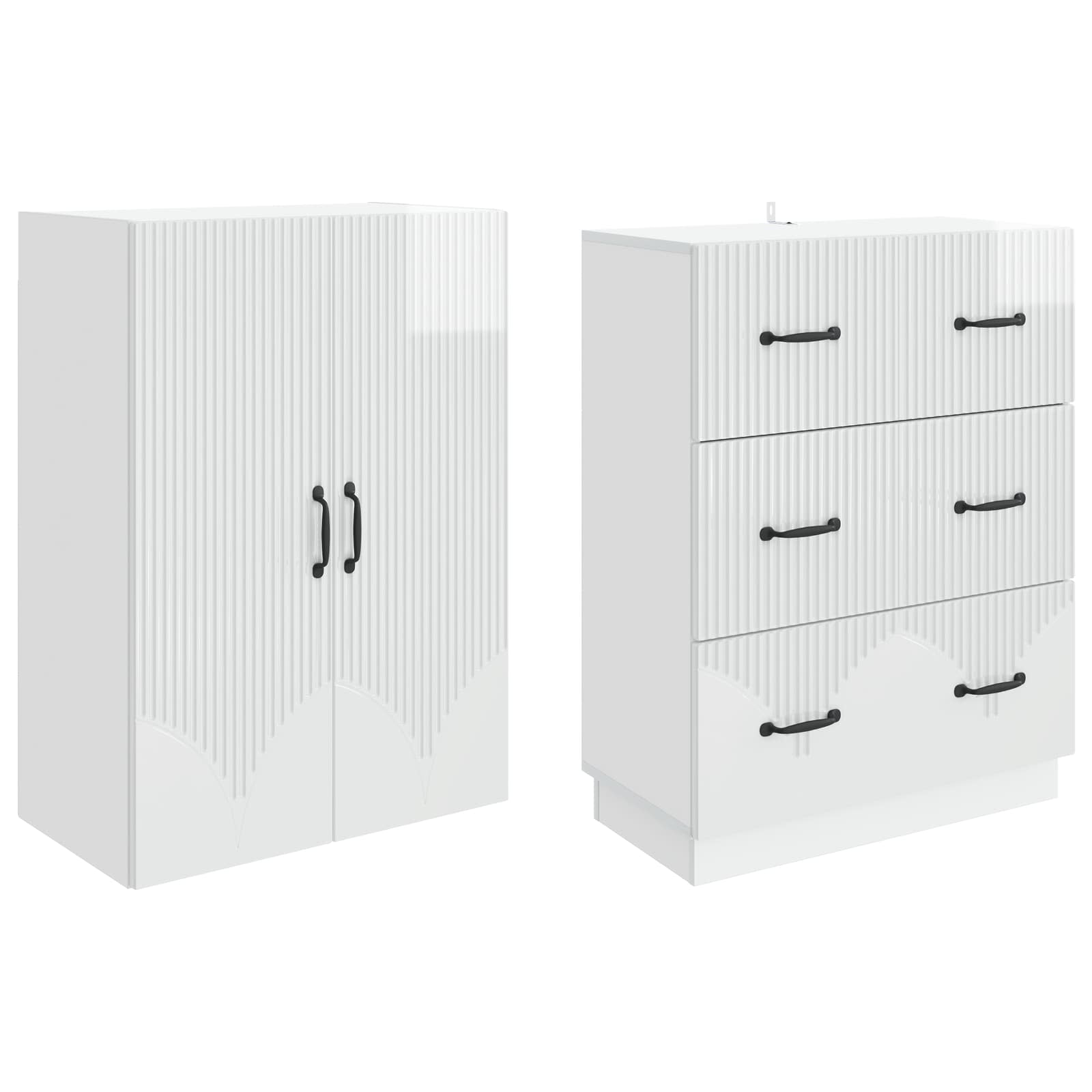 Ensemble de Meubles 2 pcs Blanc brillant 66 x 34,5 x 87 cm - XIOS