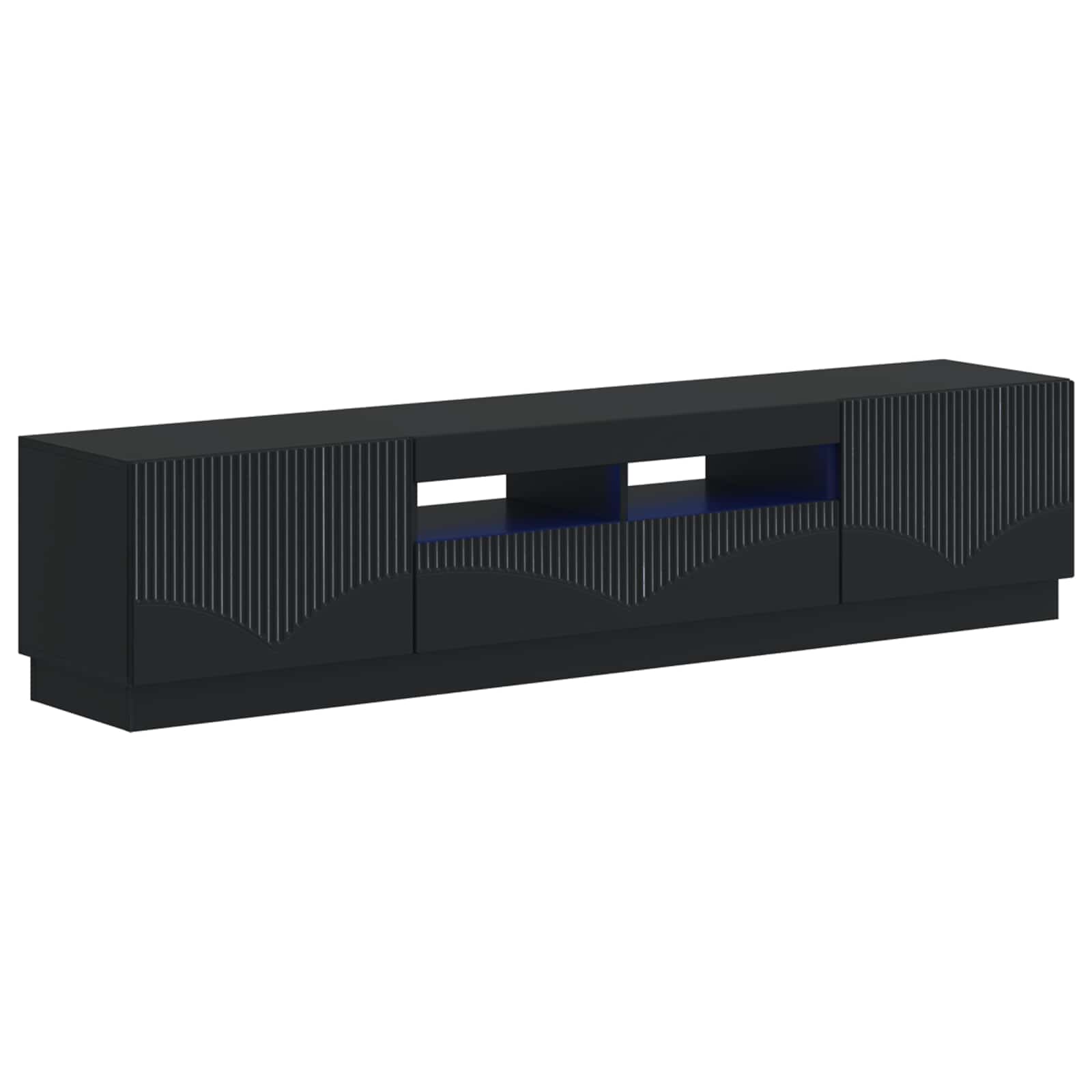 Meuble TV LED 5 pièces Noir Bois d'ingénierie