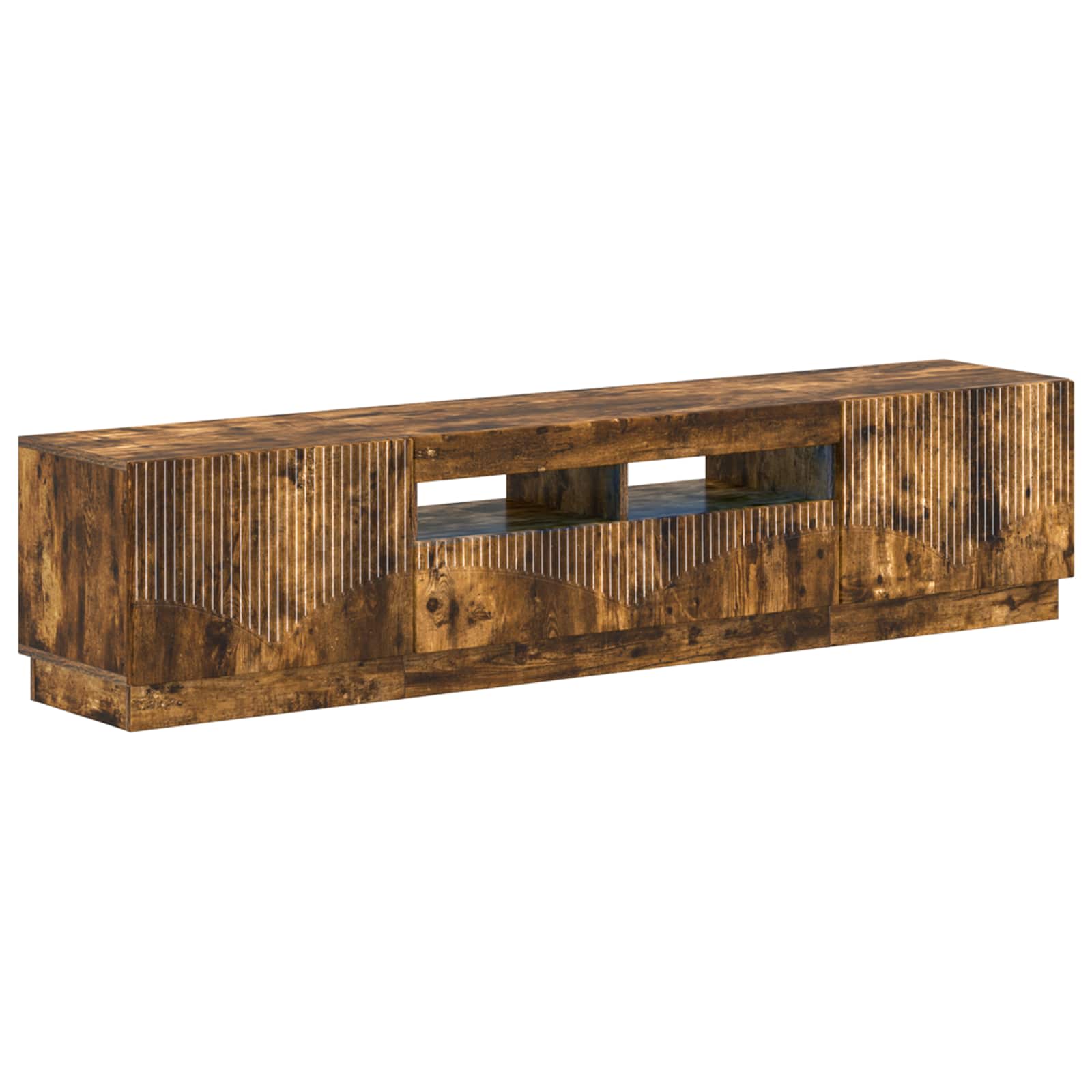 Meuble TV LED 5 pièces Chêne fumé Bois d'ingénierie