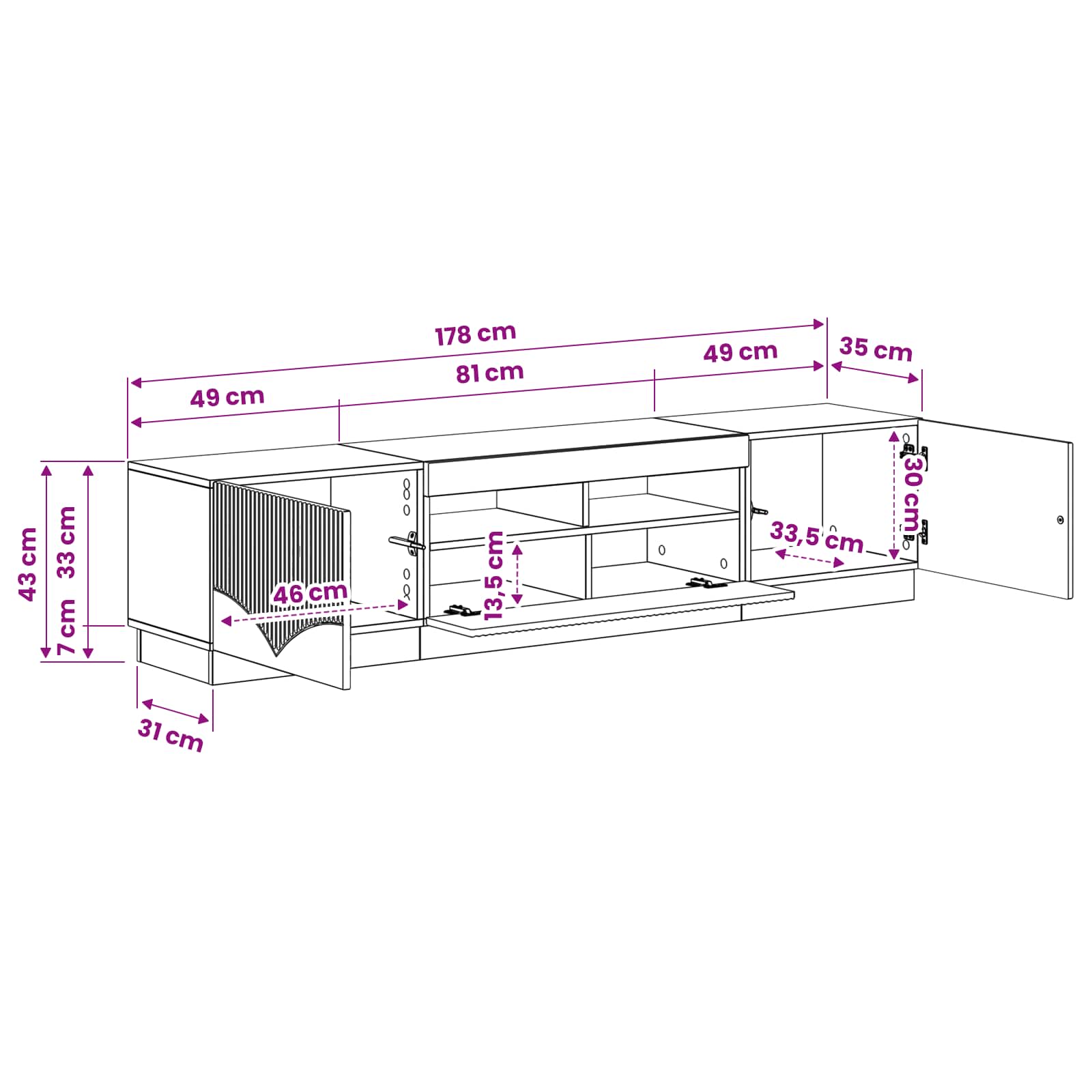 Meuble TV LED 5 pièces Chêne fumé Bois d'ingénierie