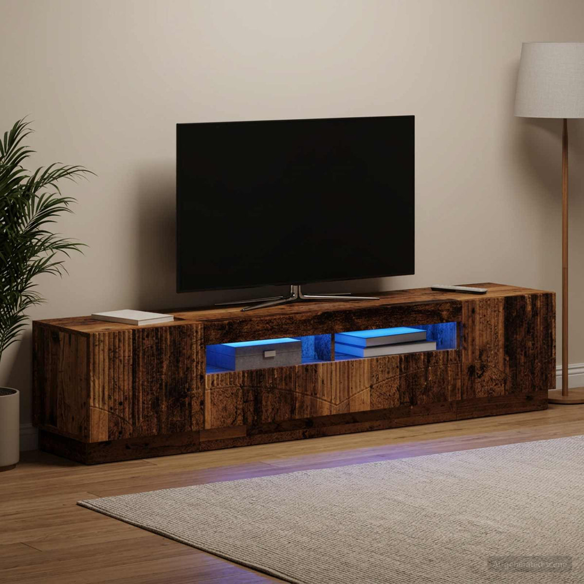 Meuble TV LED HOORN 3 pc Bois ancien Bois d'ingénierie