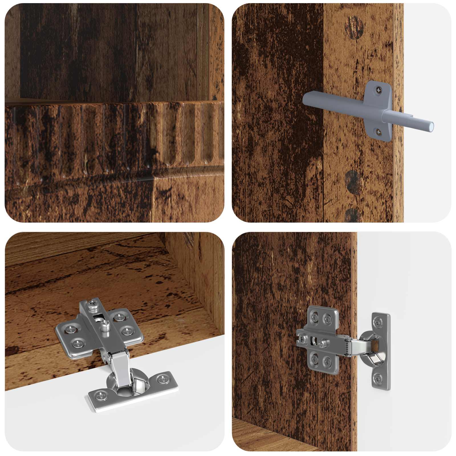 Meuble TV LED 5 pièces Bois ancien Bois d'ingénierie