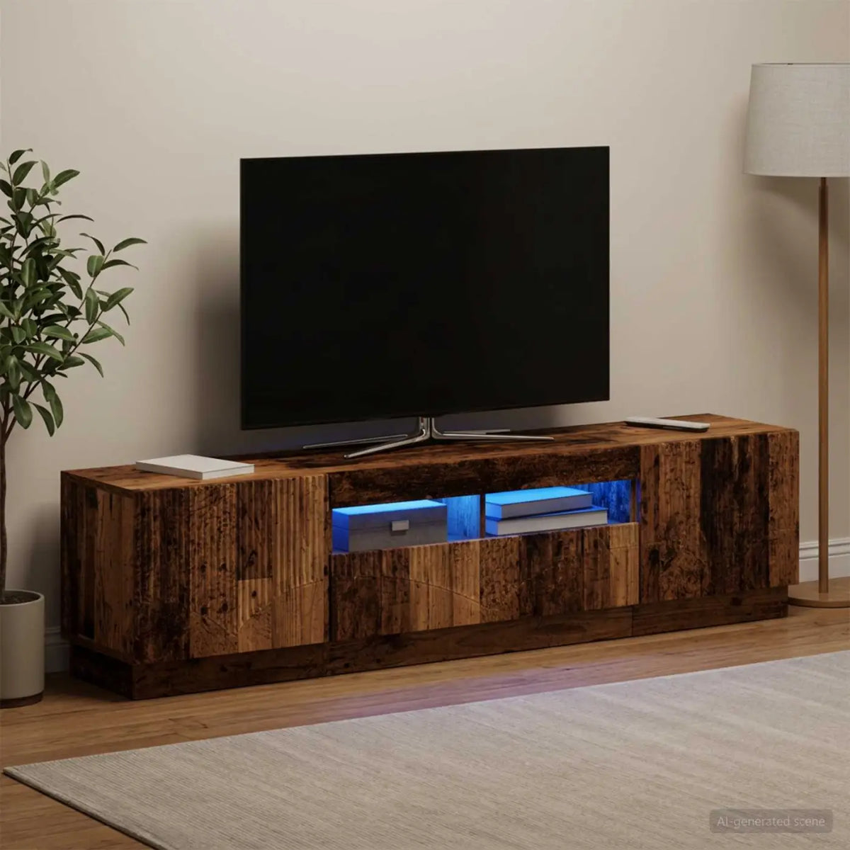 Meuble TV LED HOORN 3 pc Bois ancien Bois d’ingénierie - XIOS