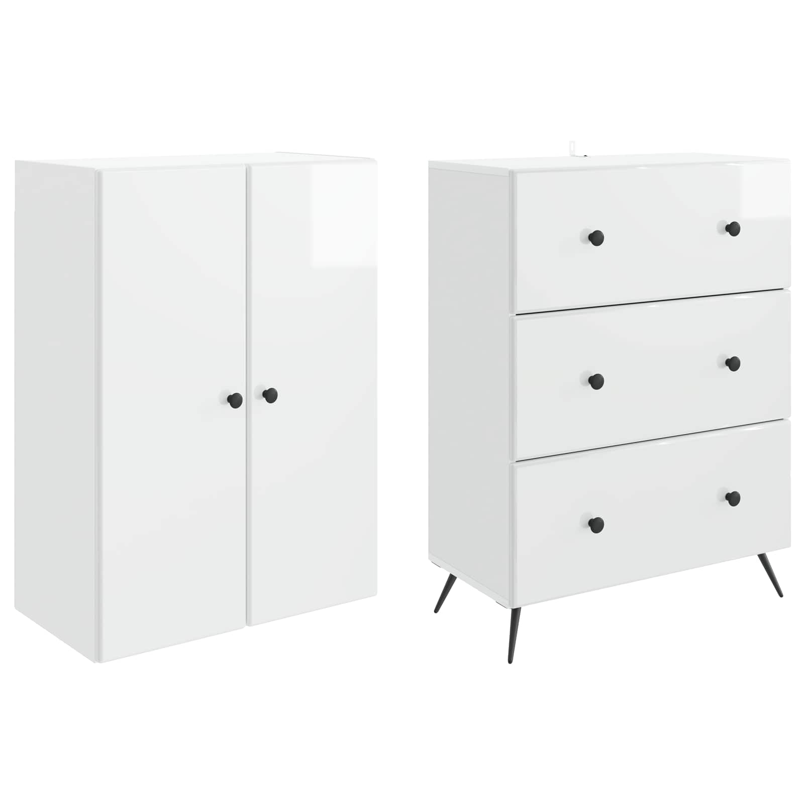 Ensemble de Meubles 2 pcs Blanc brillant 66 x 34,5 x 90 cm - XIOS