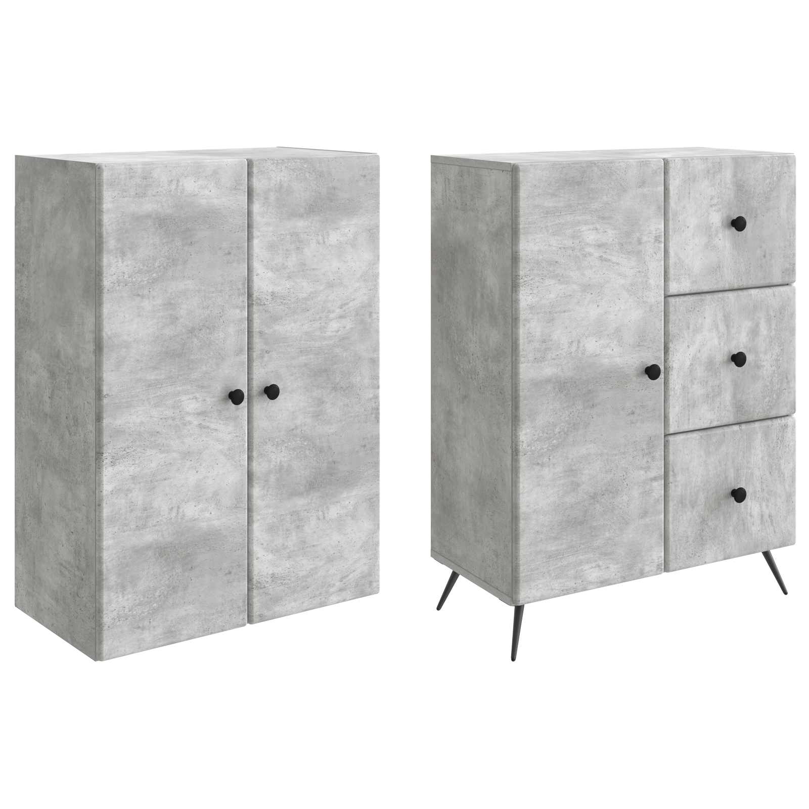 Ensemble de Meubles 2 pcs Gris béton Bois d'ingénierie - XIOS