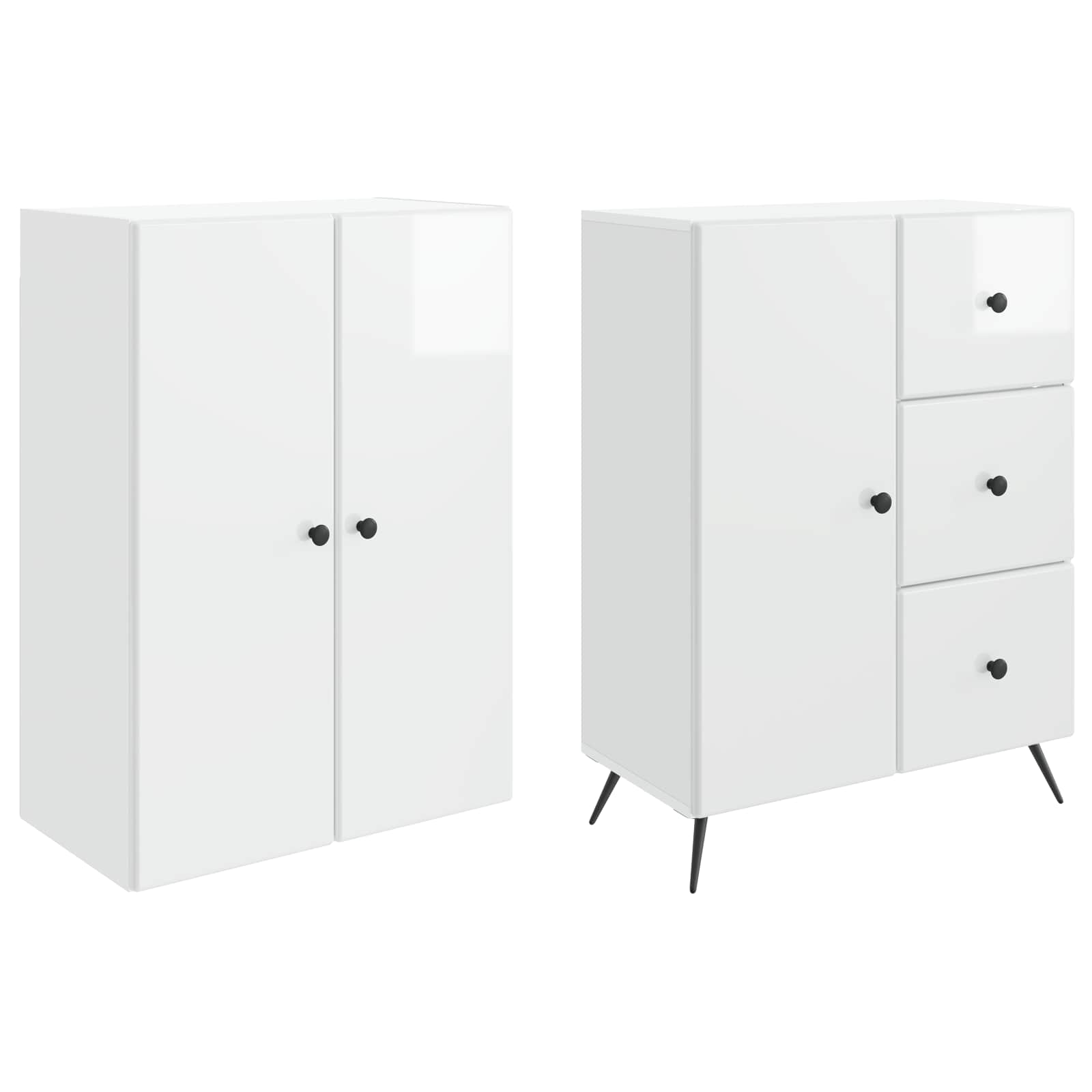 Ensemble de Meubles 2 pcs Blanc brillant Bois d'ingénierie - XIOS