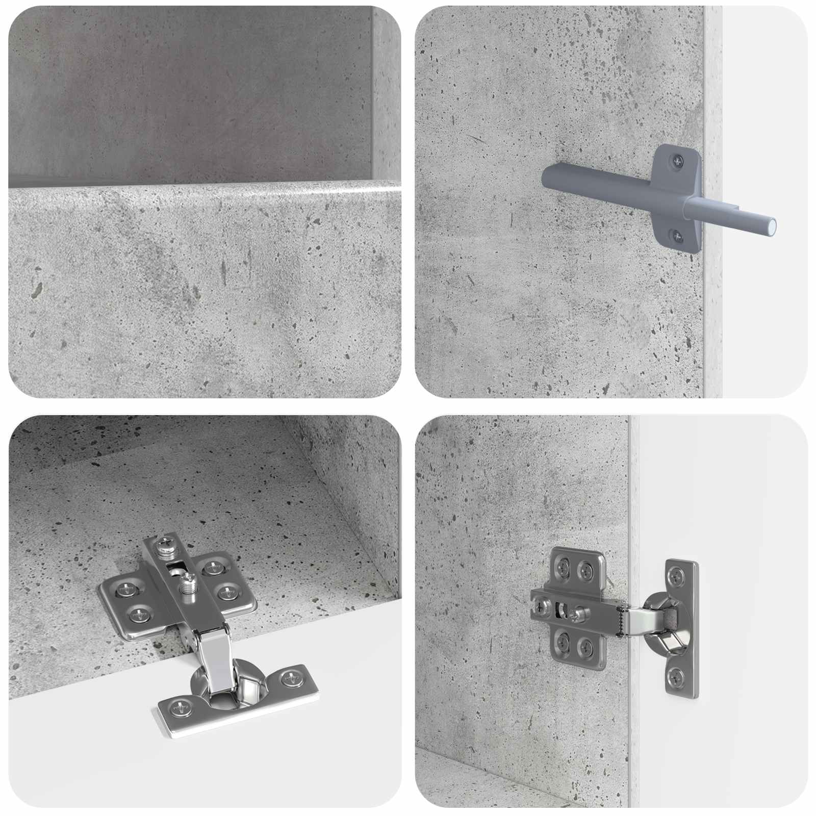 Meuble TV LED 5 pièces Gris béton Bois d'ingénierie