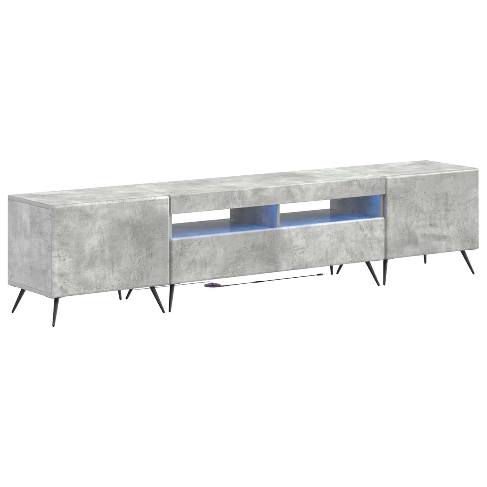 Meuble TV LED 5 pièces Gris béton Bois d'ingénierie