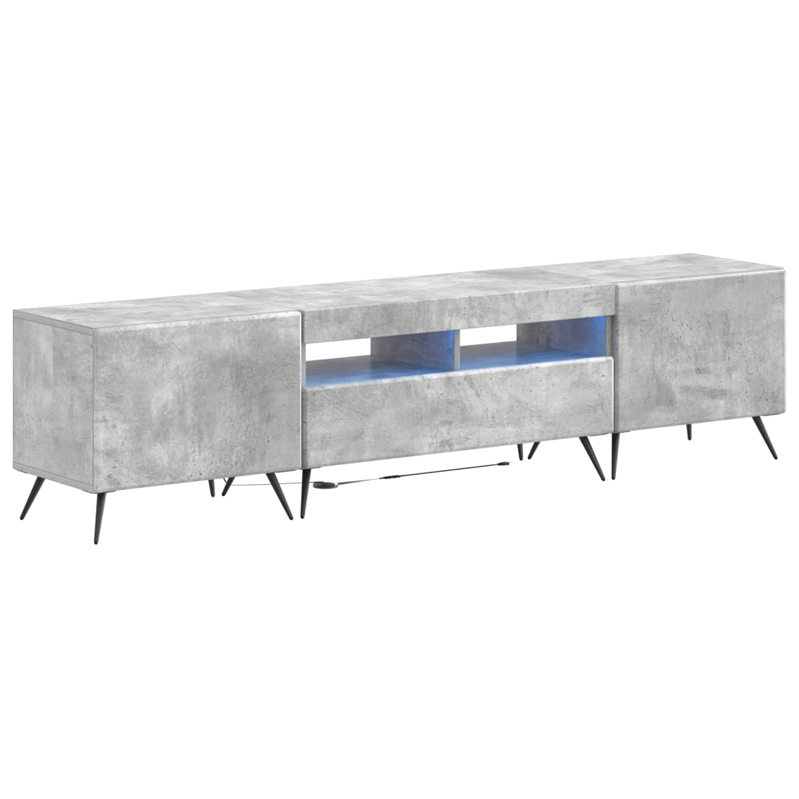 Meuble TV LED 5 pièces Gris béton Bois d'ingénierie