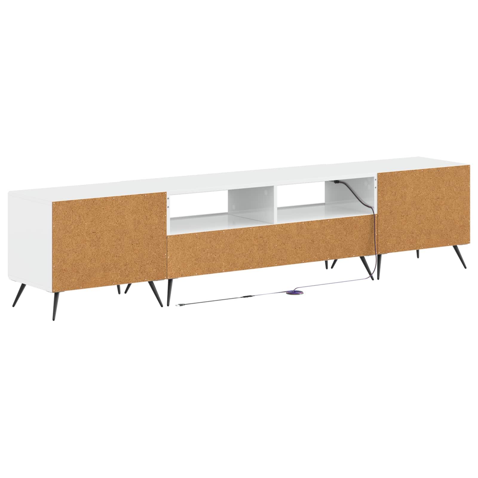 Meuble TV LED 5 pièces Blanc brillant Bois d'ingénierie