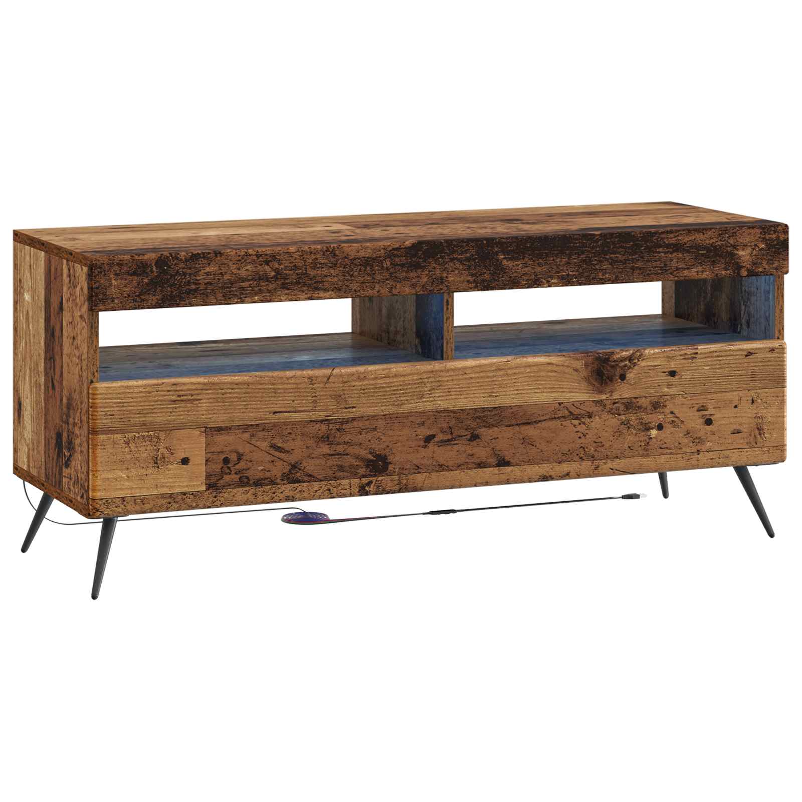 Meuble TV LED 5 pièces Bois ancien Bois d'ingénierie
