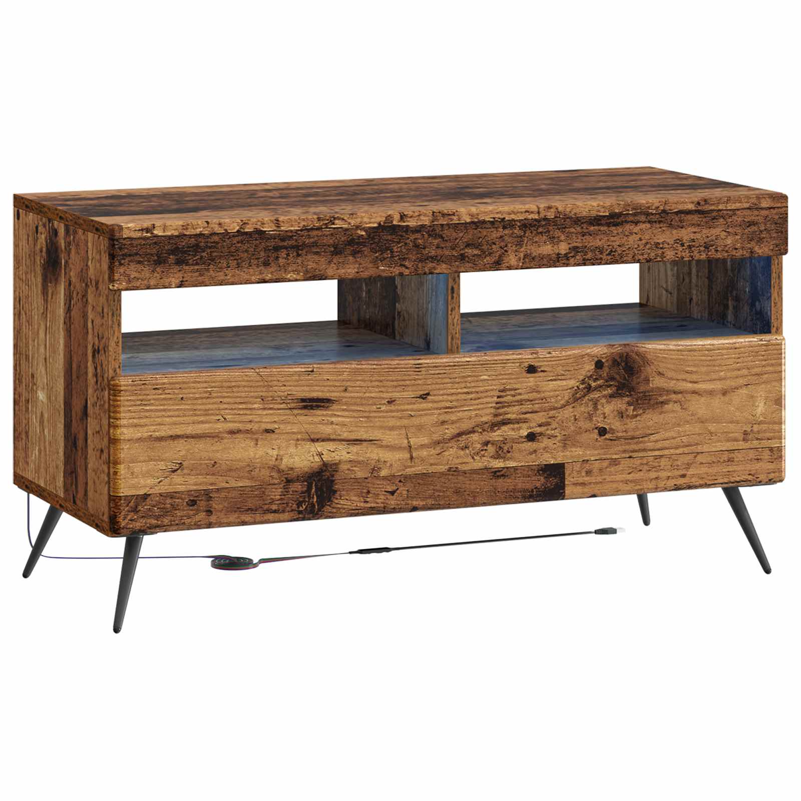 Meuble TV LED 5 pièces Bois ancien Bois d'ingénierie