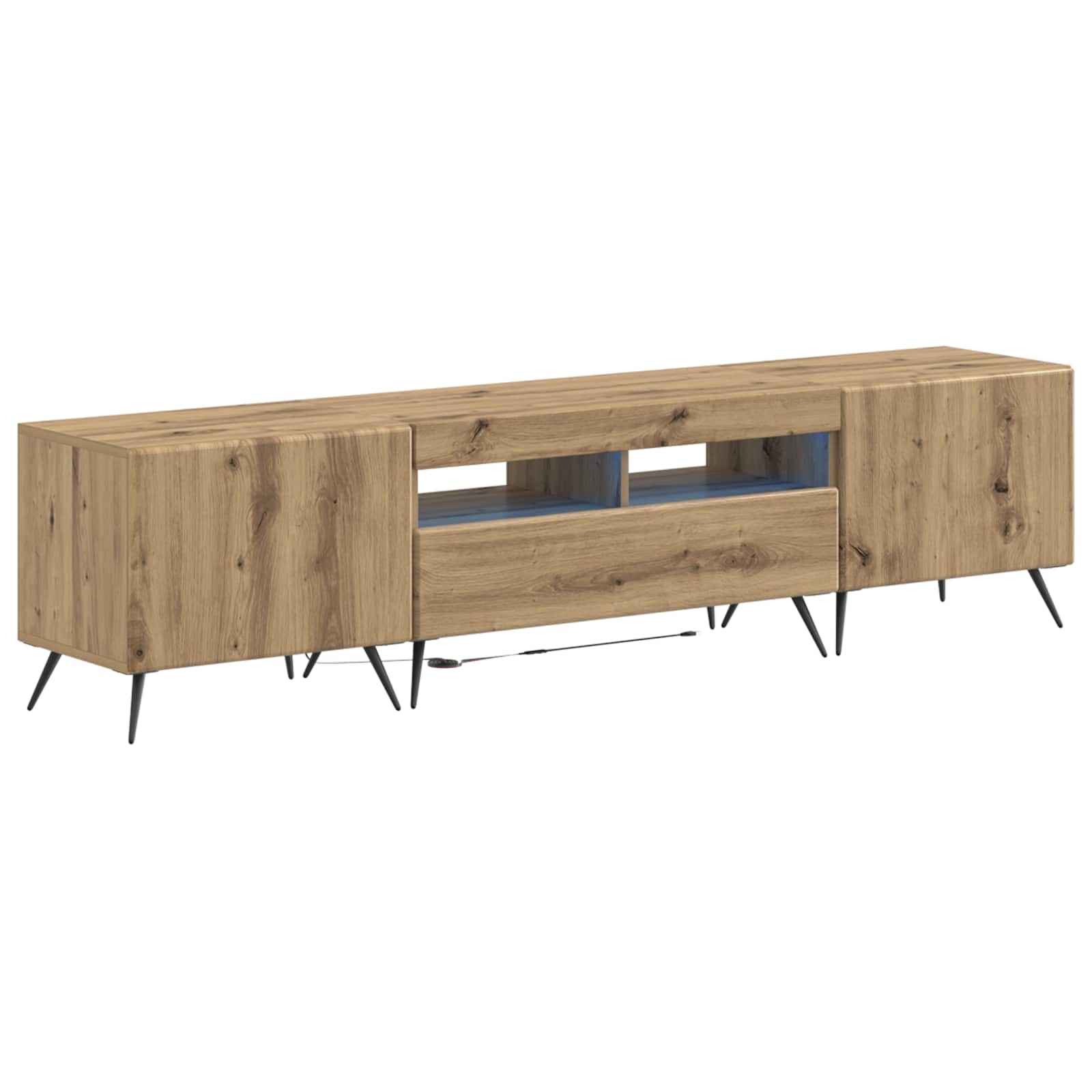 Meuble TV LED 5 pièces Chêne artisanal Bois d'ingénierie
