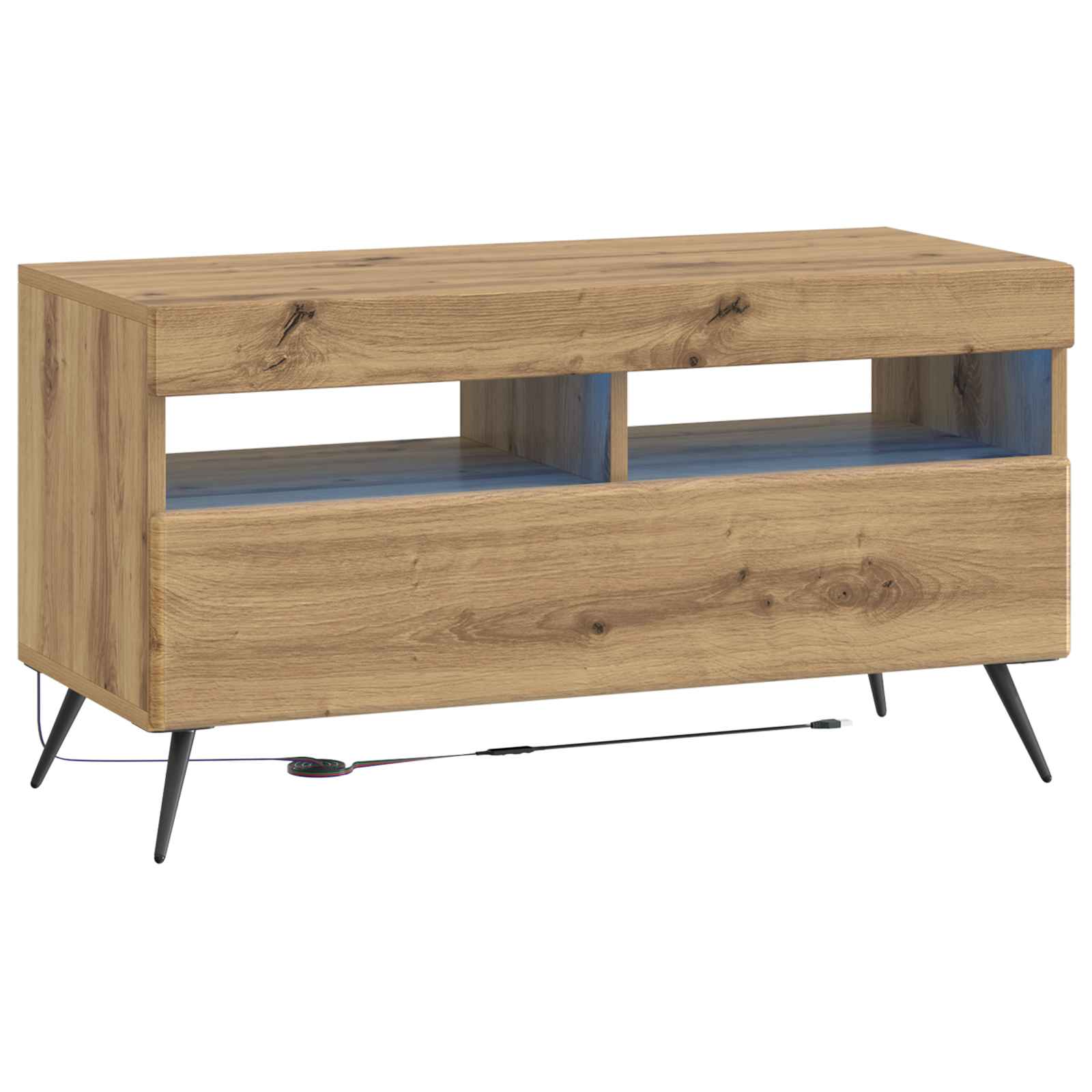Meuble TV LED 5 pièces Chêne artisanal Bois d'ingénierie