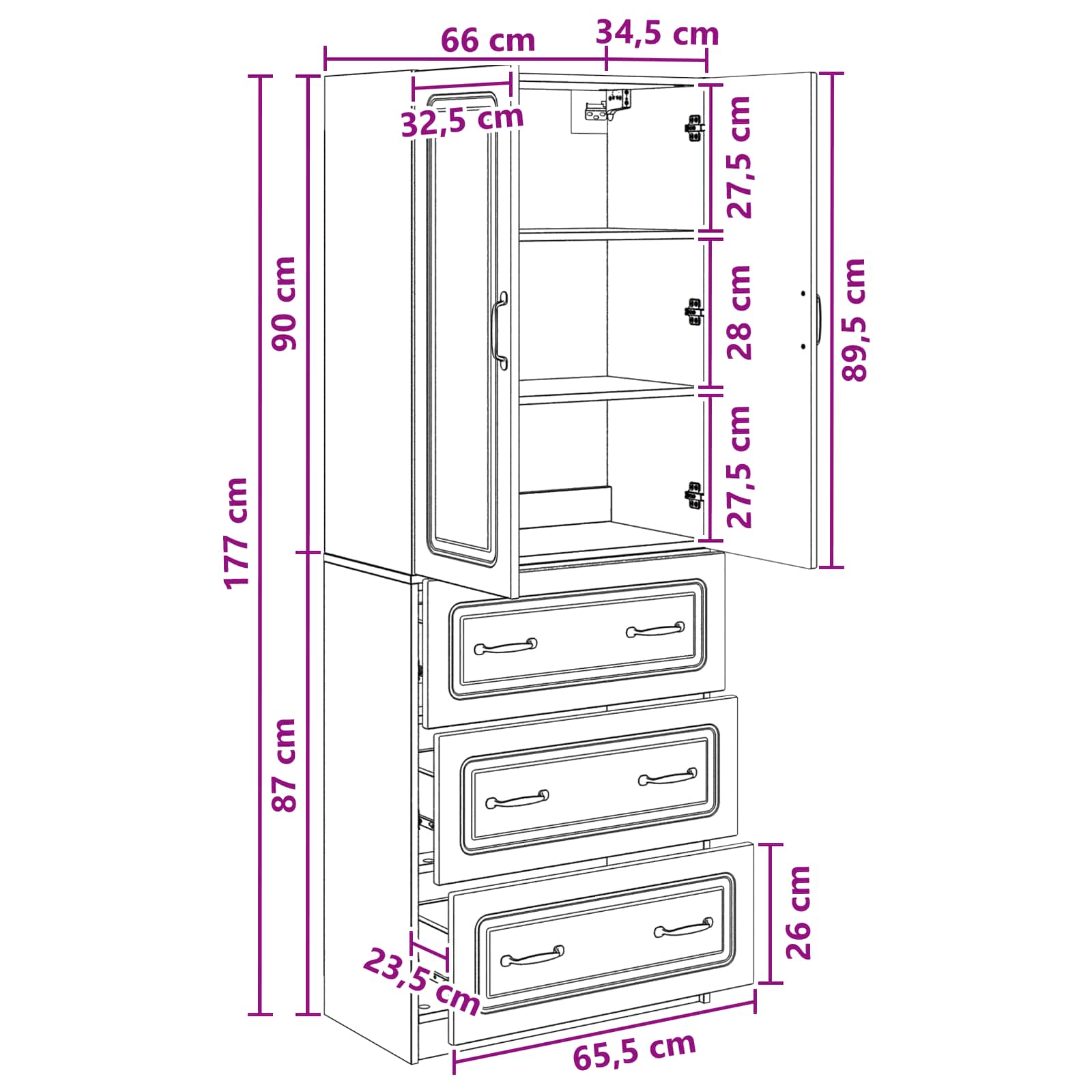 Ensemble de Meubles 2 pcs Noir 66 x 34,5 x 87 cm