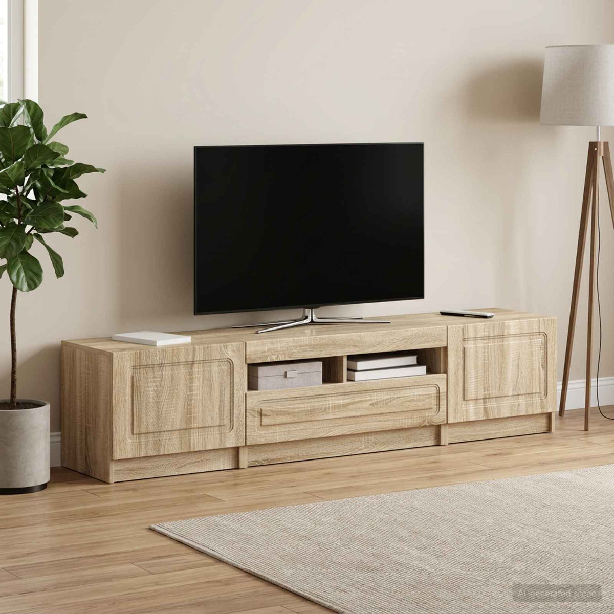Meuble TV LED UTRECHT 3 pc Chêne Sonoma Bois d'ingénierie