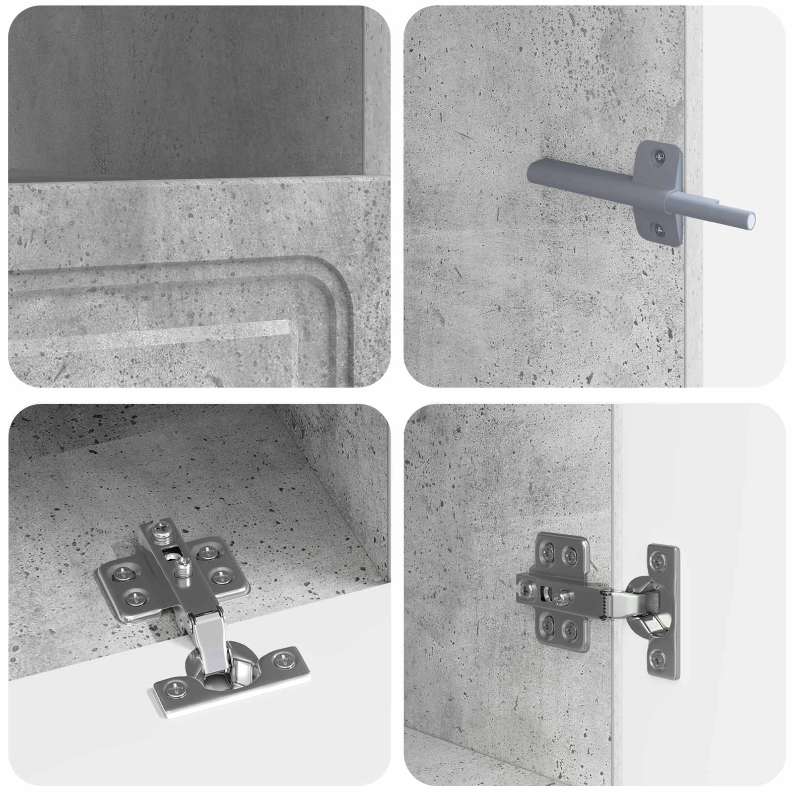 Meuble TV LED 5 pièces Gris béton Bois d'ingénierie