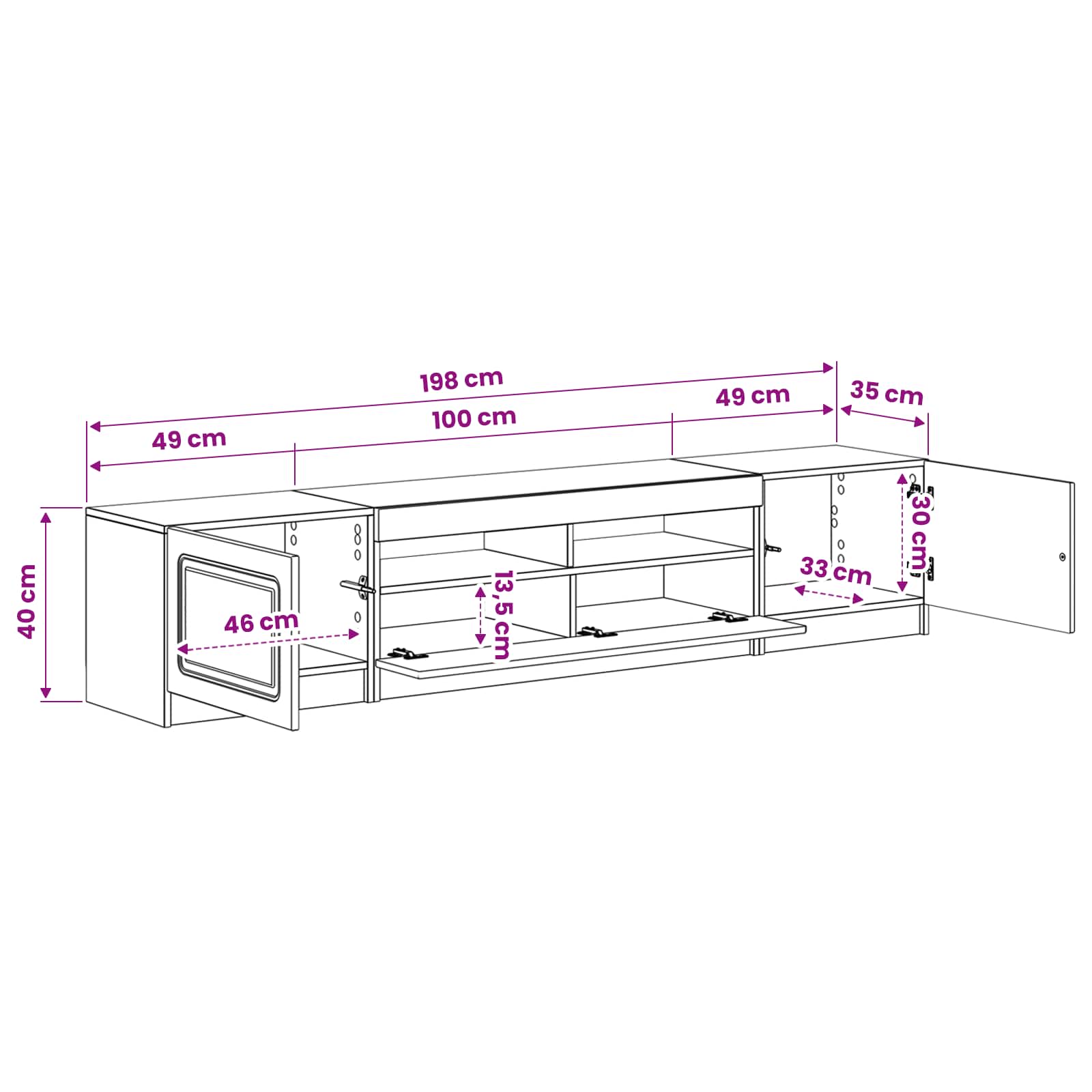 Meuble TV LED 5 pièces Gris béton Bois d'ingénierie