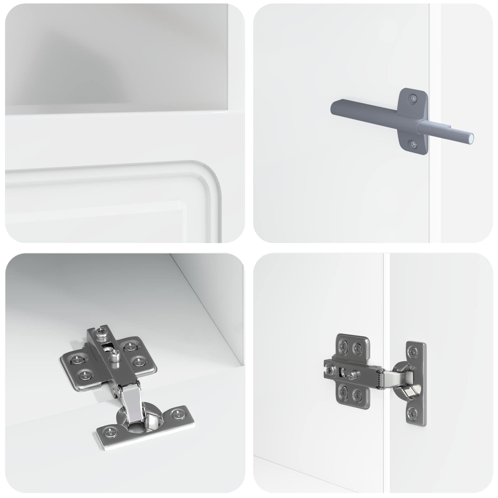 Meuble TV LED 5 pièces Blanc brillant Bois d'ingénierie