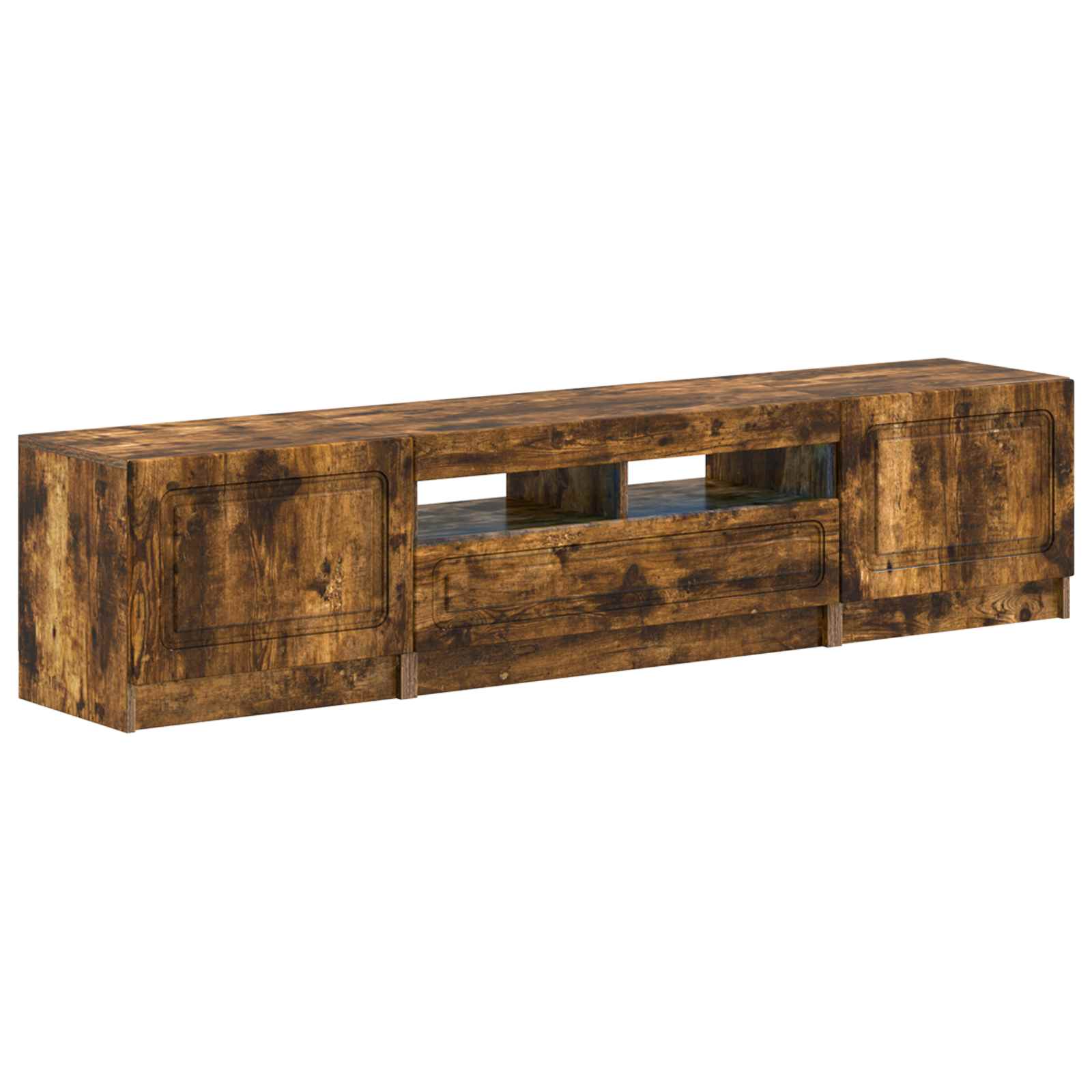 Meuble TV LED 5 pièces Chêne fumé Bois d'ingénierie
