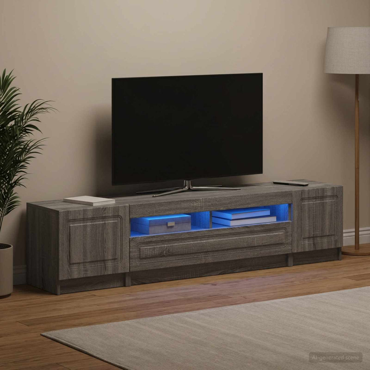 Meuble TV LED UTRECHT 3 pc Sonoma gris Bois d'ingénierie