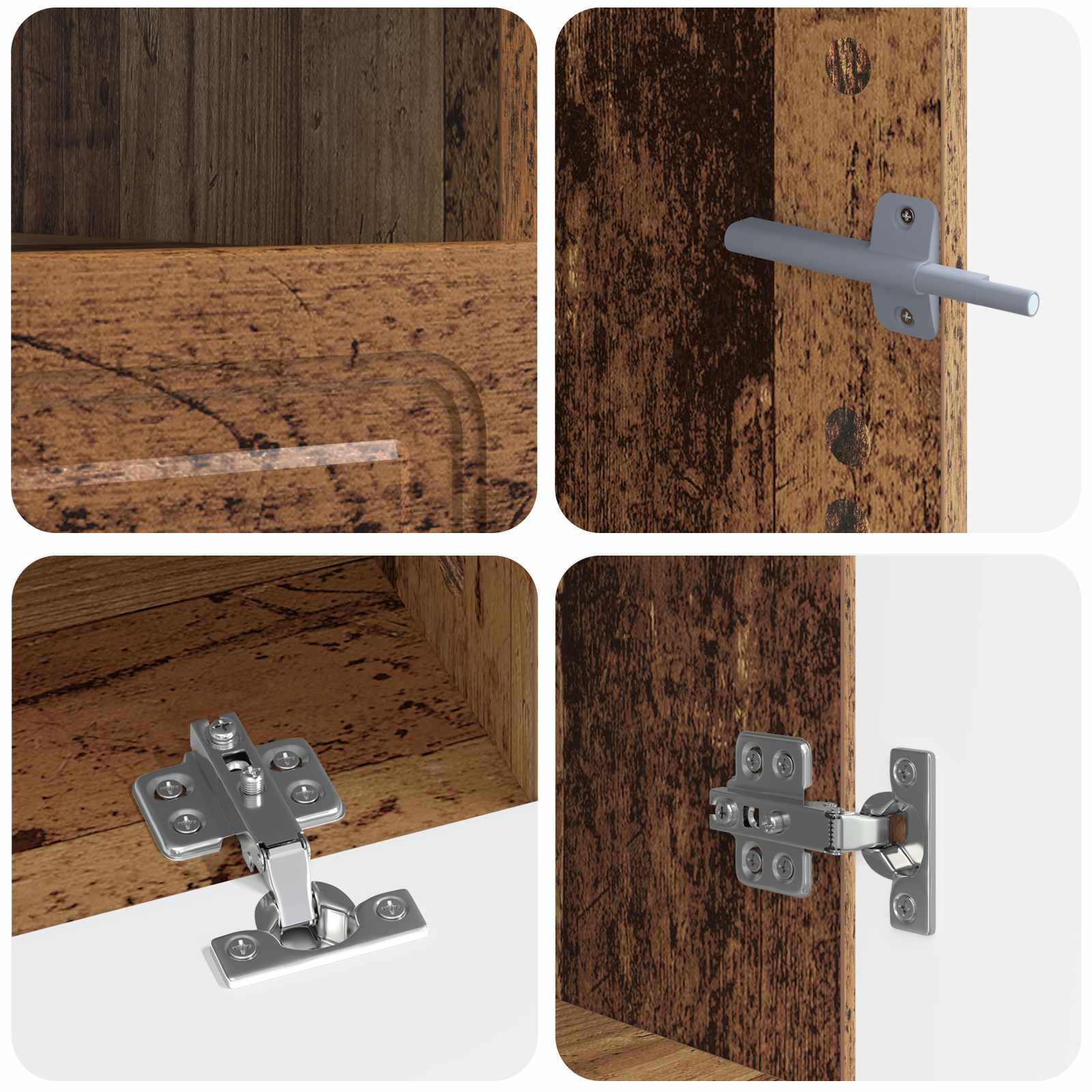 Meuble TV LED 5 pièces Bois ancien Bois d'ingénierie