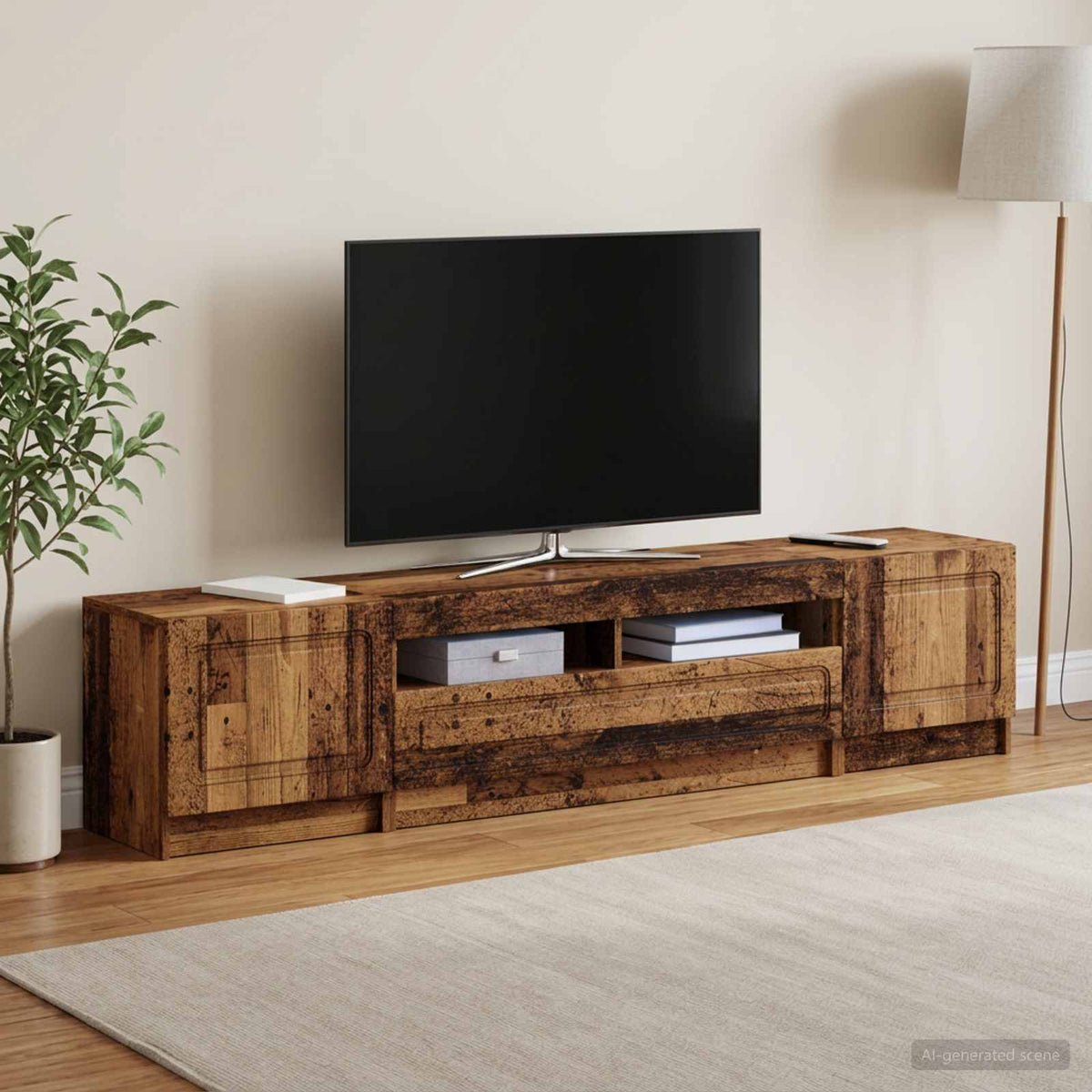 Meuble TV LED UTRECHT 3 pc Bois ancien Bois d'ingénierie