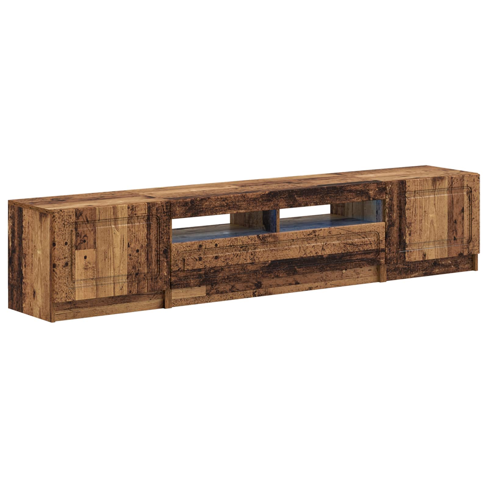 Meuble TV LED 5 pièces Bois ancien Bois d'ingénierie