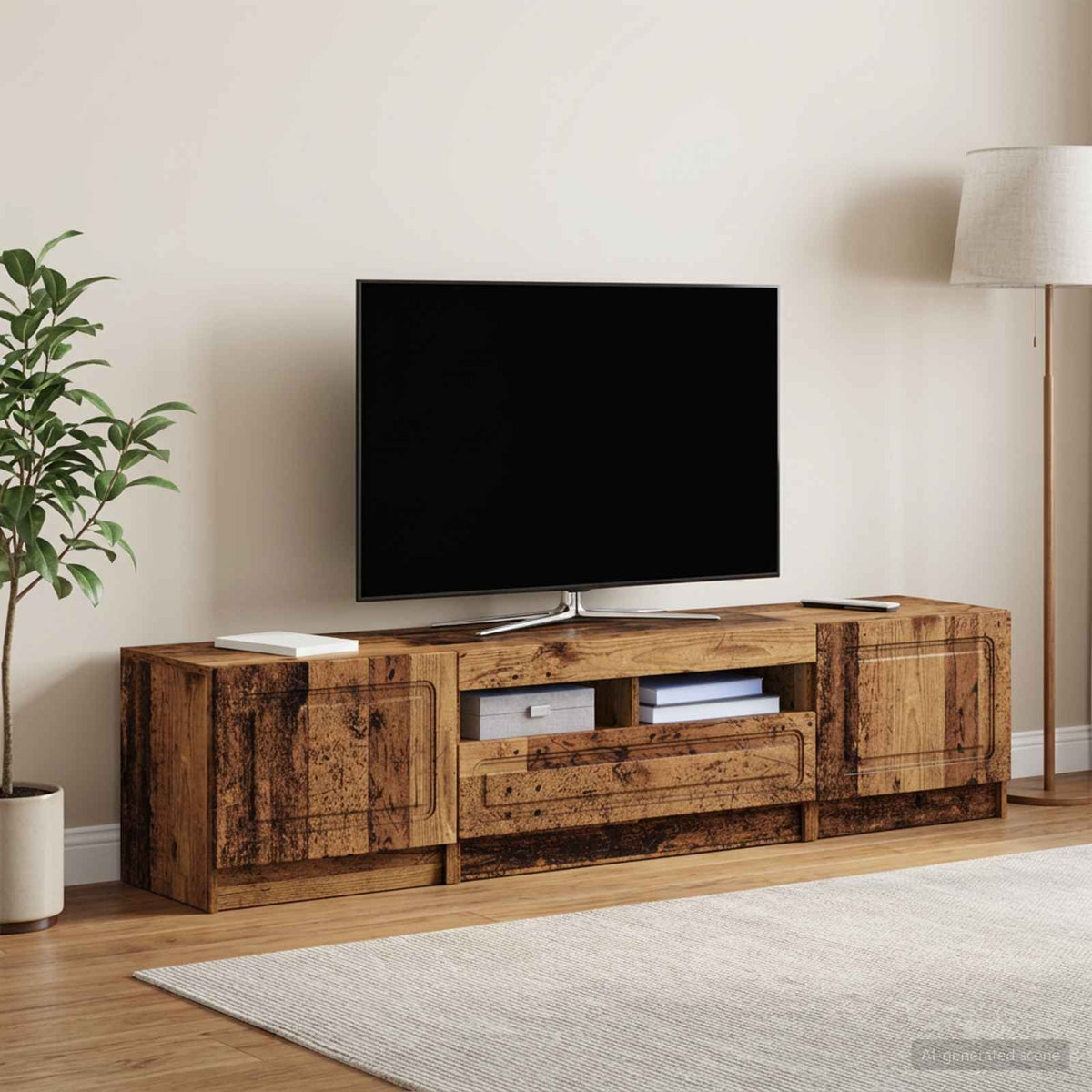 Meuble TV LED UTRECHT 3 pc Bois ancien Bois d'ingénierie