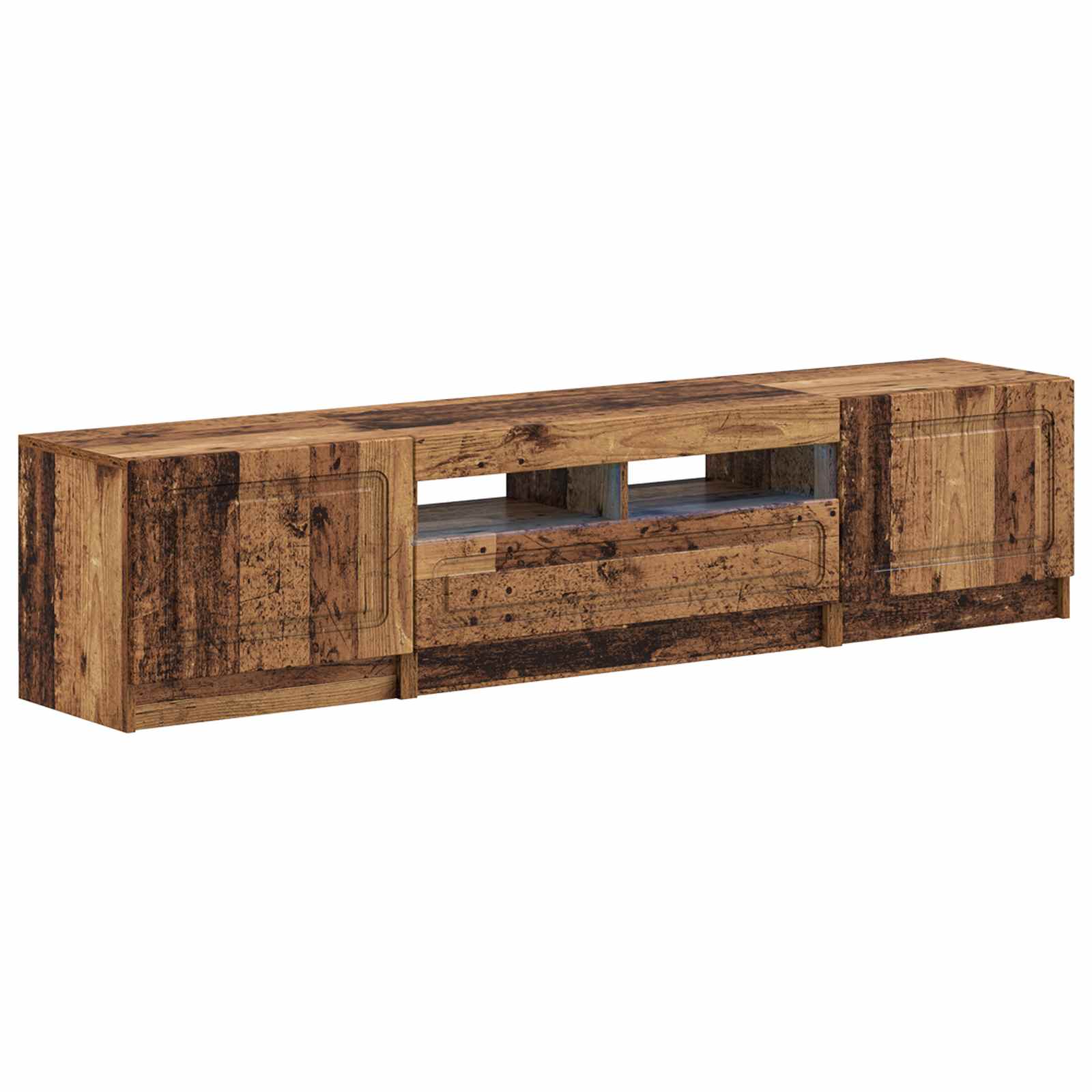 Meuble TV LED 5 pièces Bois ancien Bois d'ingénierie