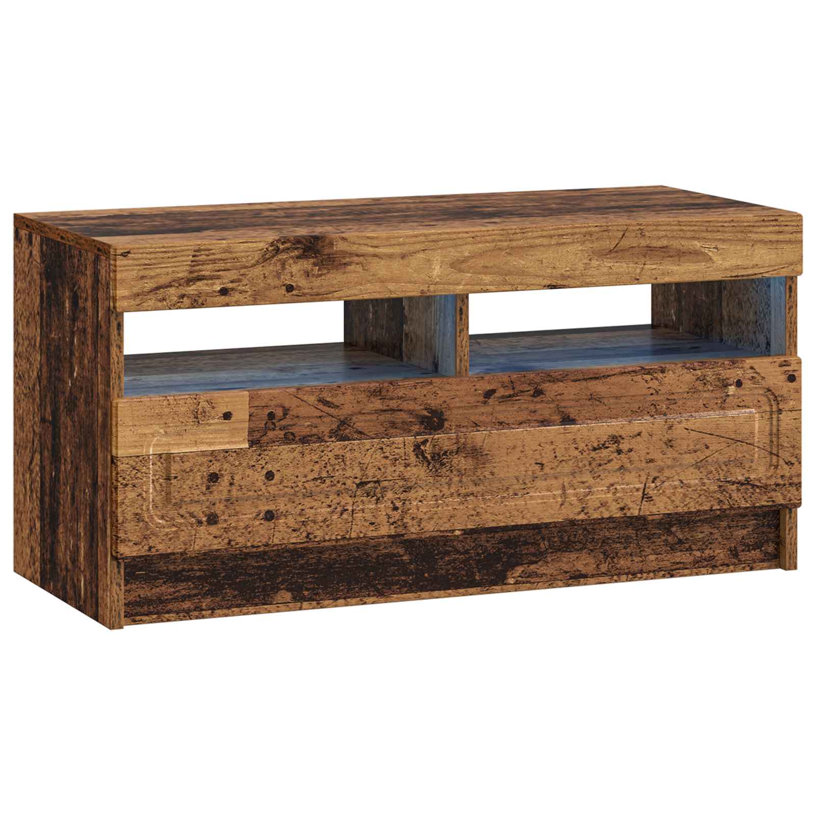 Meuble TV LED 5 pièces Bois ancien Bois d'ingénierie