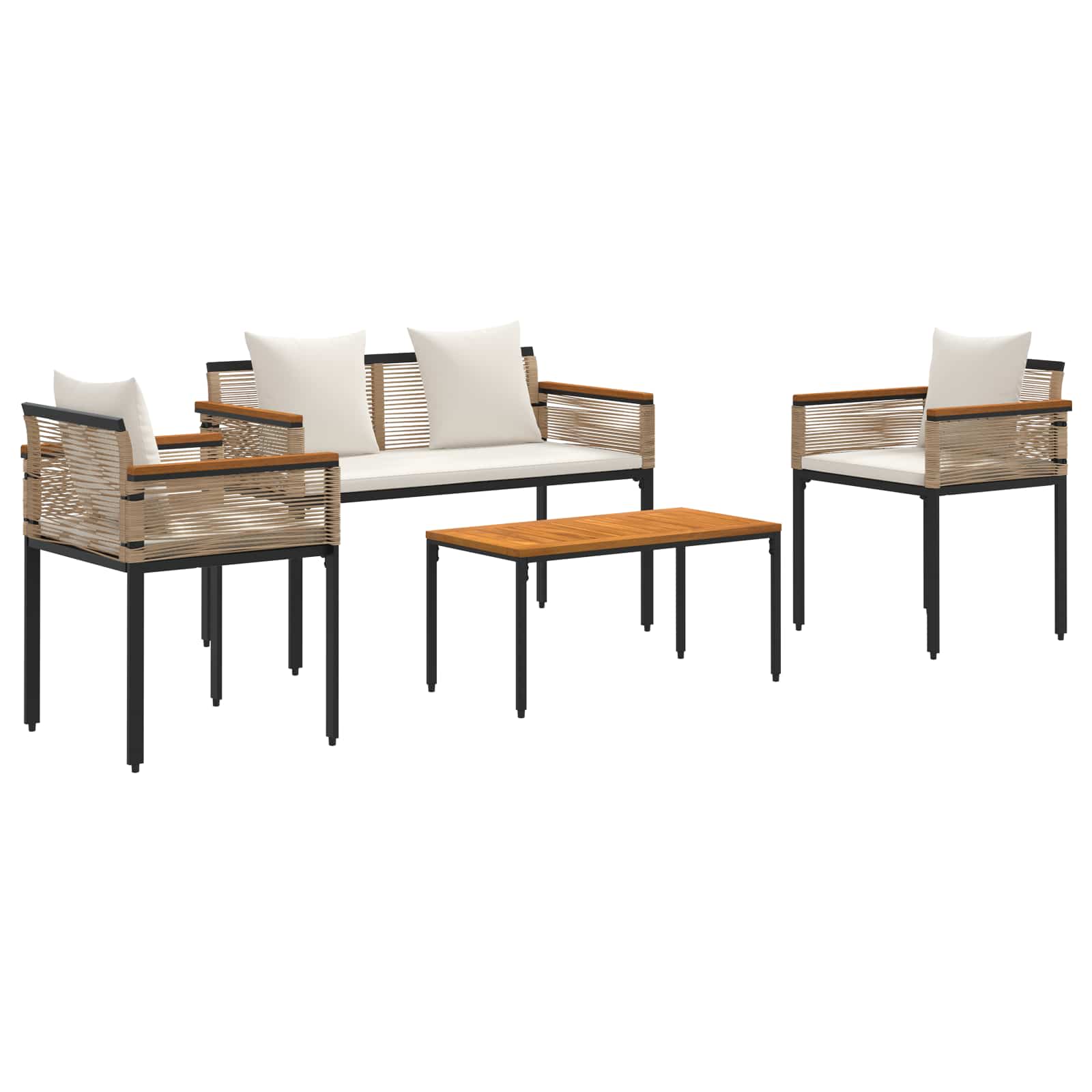 Ensemble de meubles d'extérieur Beige et blanc crème polyrotin - XIOS